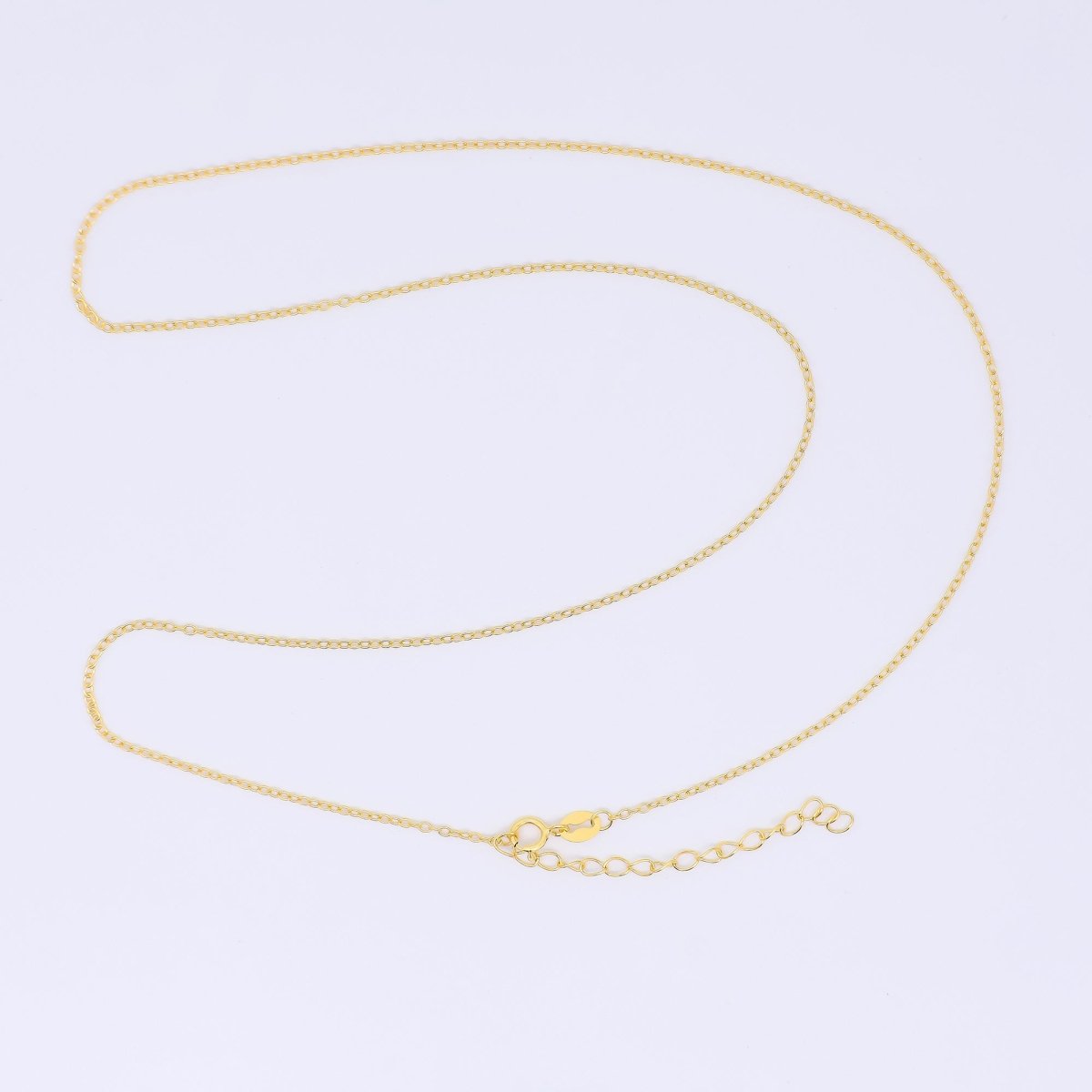 24K Gold Vermeil S925 1.4mm Dainty Classic Cable Chain 20 Inch Necklace | WA - 3246 - DLUXCA