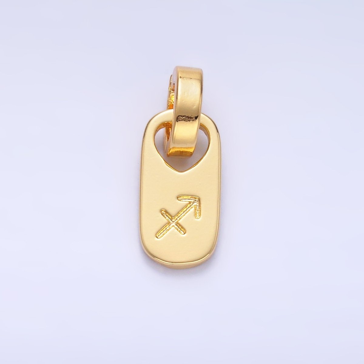 24K Gold Zodiac Star Sign Script Engraved Snap Latch Tag Pendant | A1307 - A1312 - DLUXCA