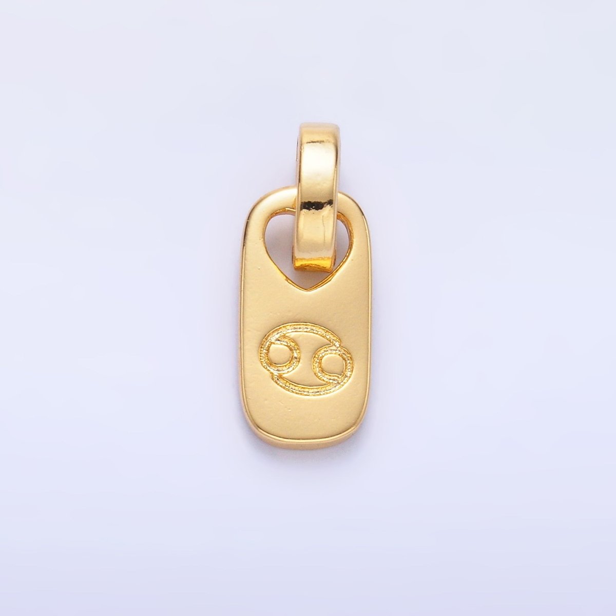 24K Gold Zodiac Star Sign Script Engraved Snap Latch Tag Pendant | A1307 - A1312 - DLUXCA