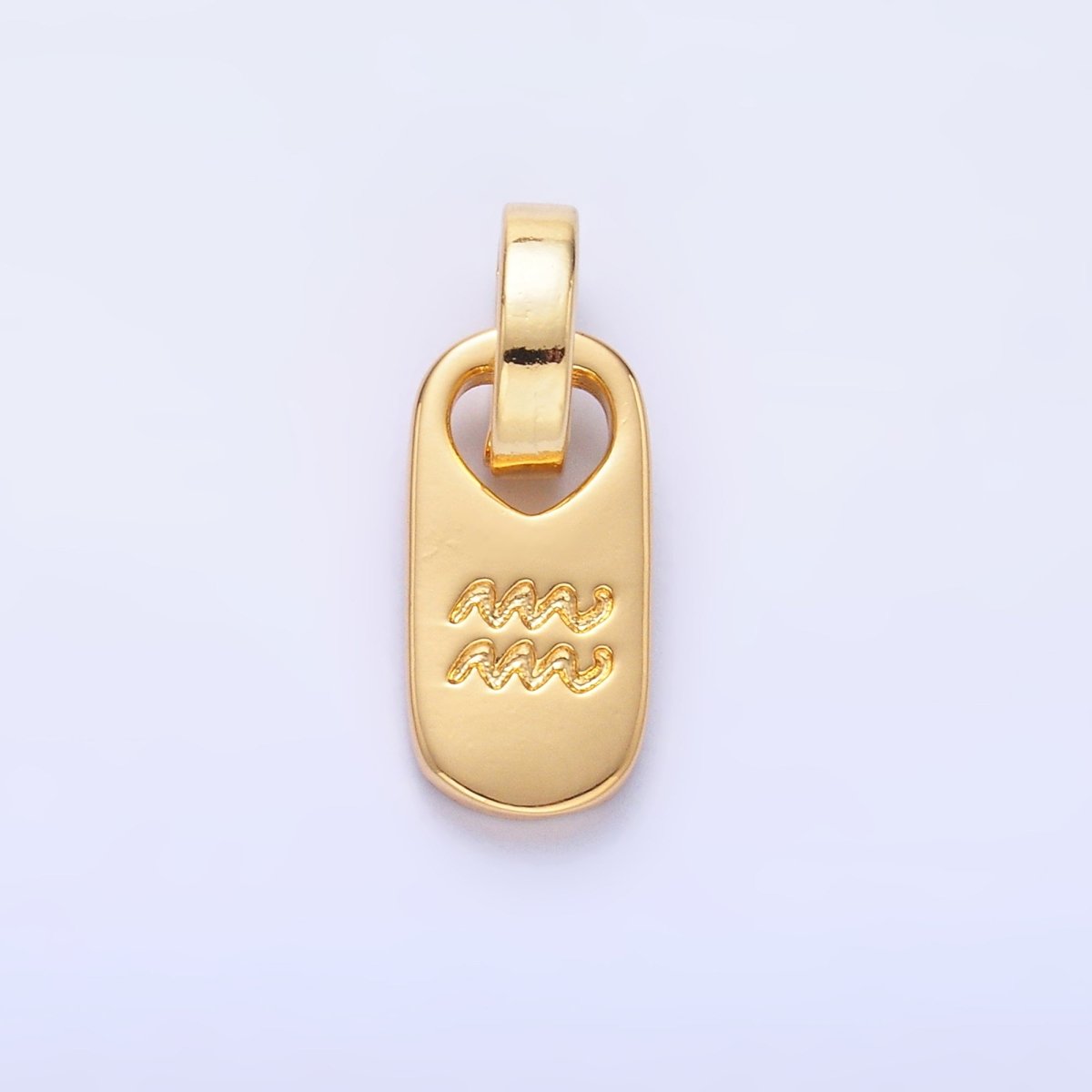 24K Gold Zodiac Star Sign Script Engraved Snap Latch Tag Pendant | A1307 - A1312 - DLUXCA