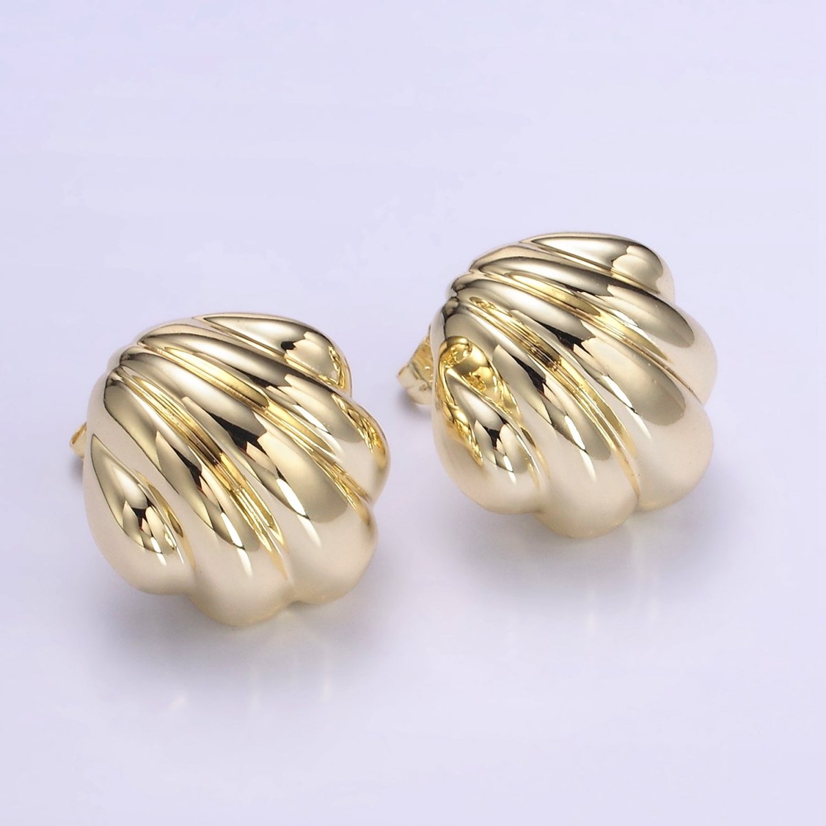 24mm Lightweight Puffed Croissant Stud Earrings | V181 - DLUXCA