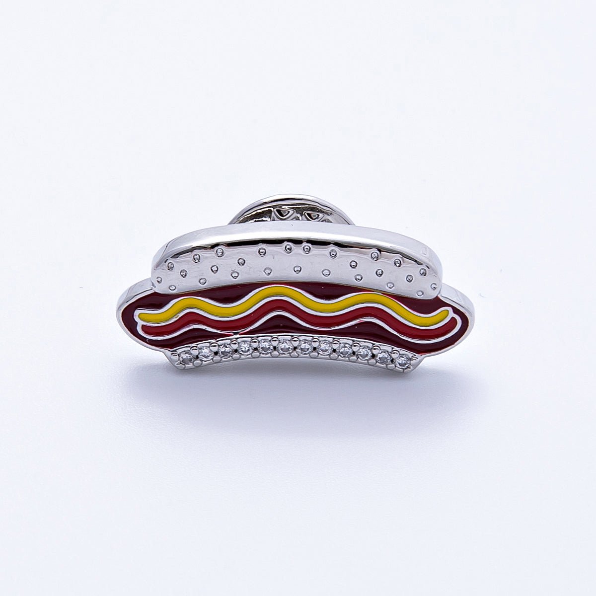 26mm Paved Enamel Paved Hotdog Brooch Pin in Gold and Silver | BH112 BH113 - DLUXCA