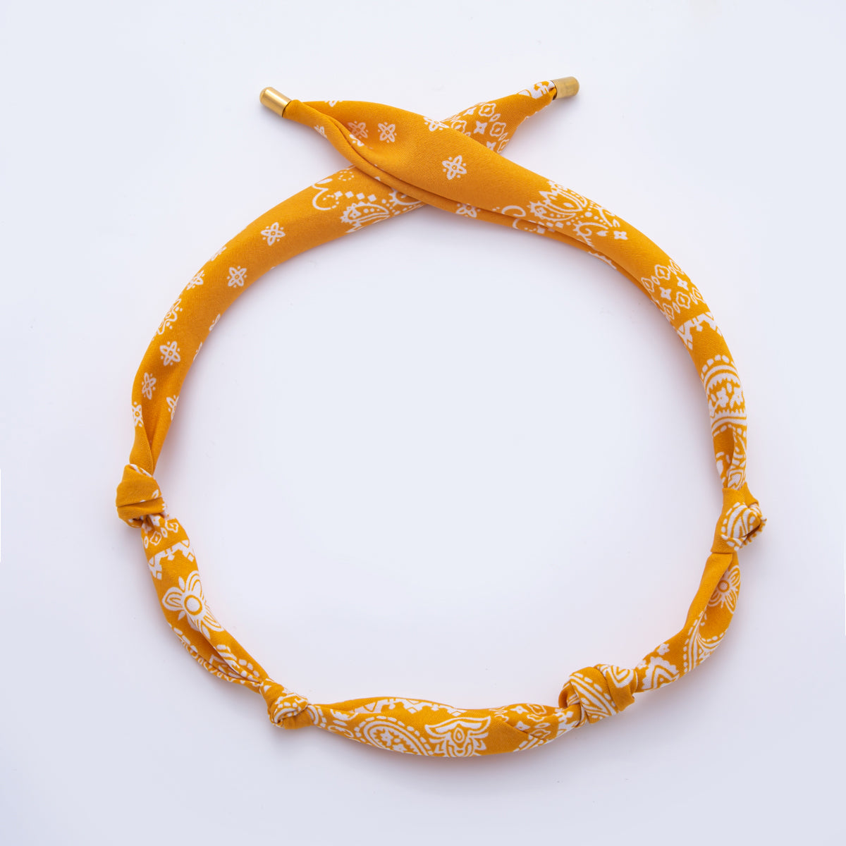 Stainless Steel Orange Floral Flower Cotton Bandana Scarf Necklace | WA-920