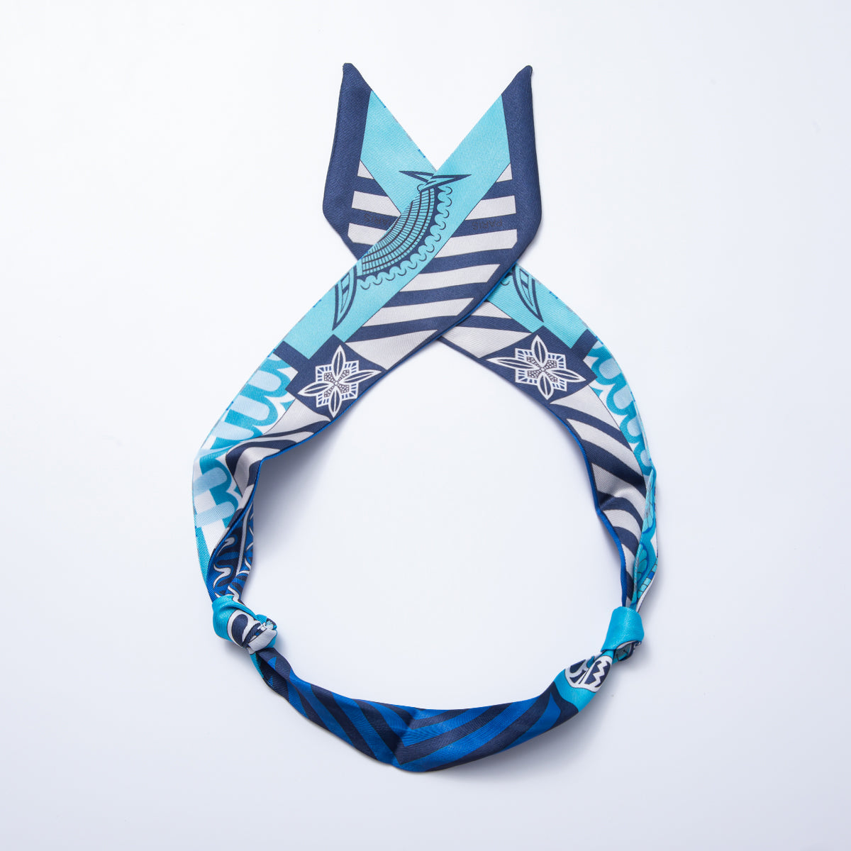 Stainless Steel Geometric Flower Soft Faux Silk Bandana Scarf Necklace | WA-988 ~ WA-1597