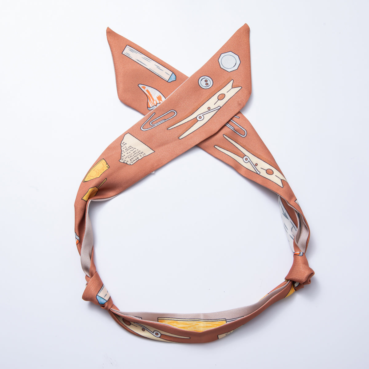 Stainless Steel Geometric Flower Soft Faux Silk Bandana Scarf Necklace | WA-988 ~ WA-1597