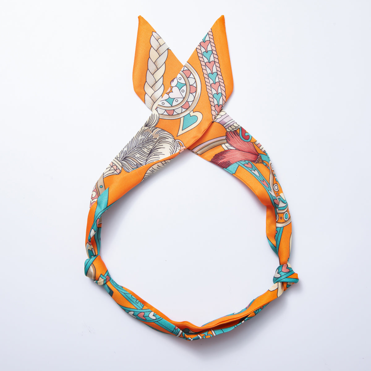 Stainless Steel Geometric Flower Soft Faux Silk Bandana Scarf Necklace | WA-988 ~ WA-1597