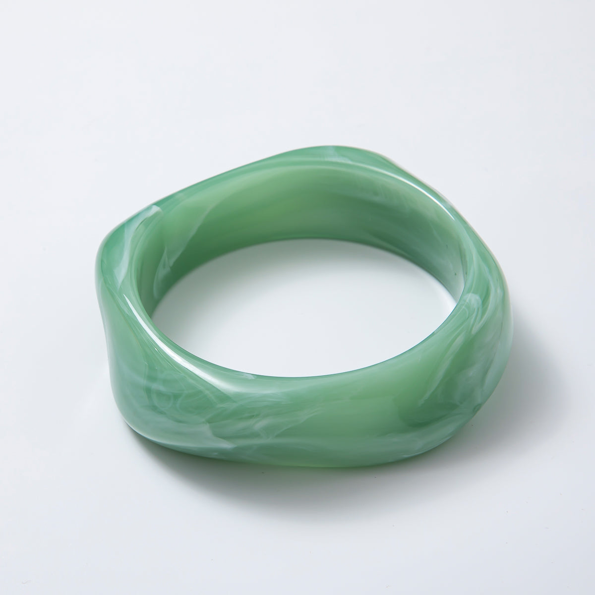Blue, Green, Brown Solid Resin Acrylic Wide Bangle Geometric Bracelet | WA-3423 ~ WA-3427