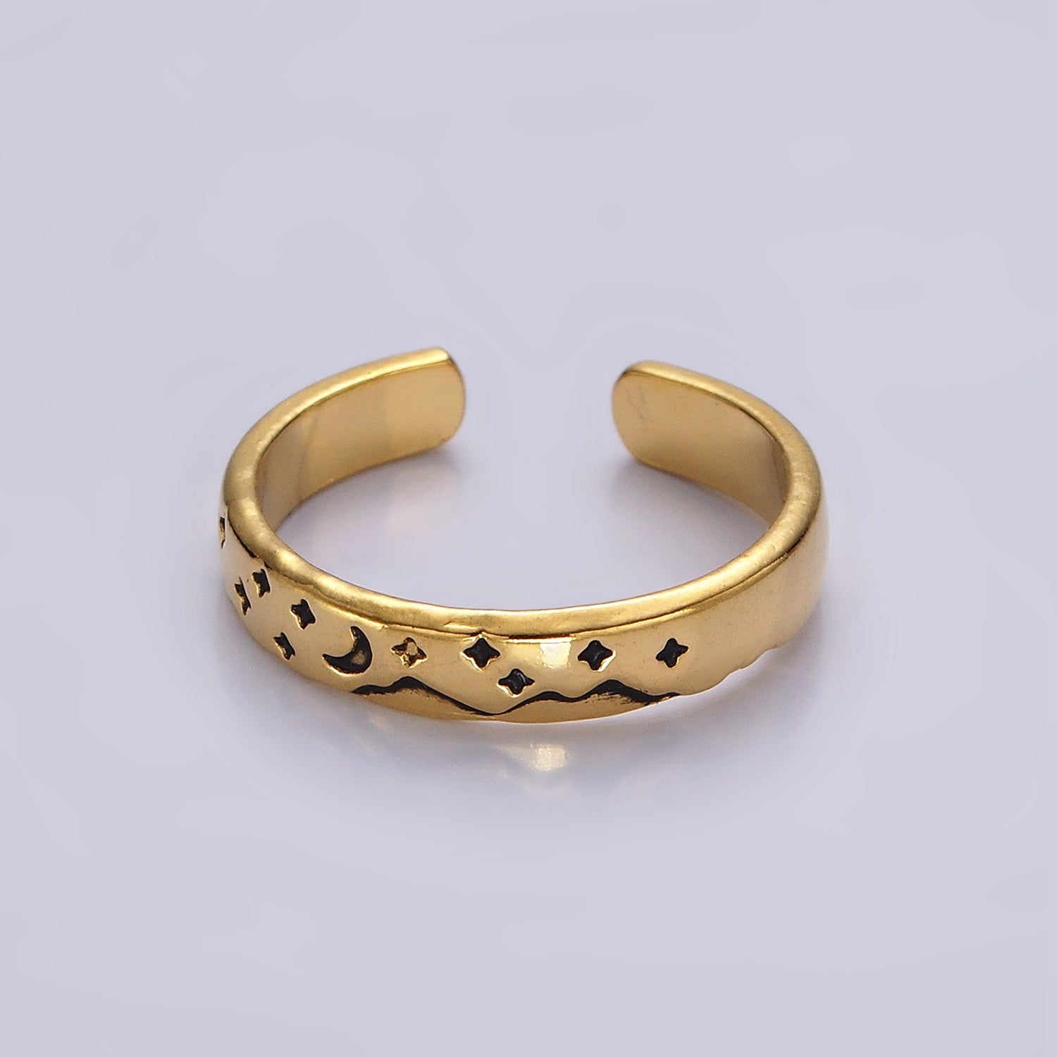 14K Gold Filled Valley River Starry Night Band Ring Set in Silver & Gold | O1068 O1069