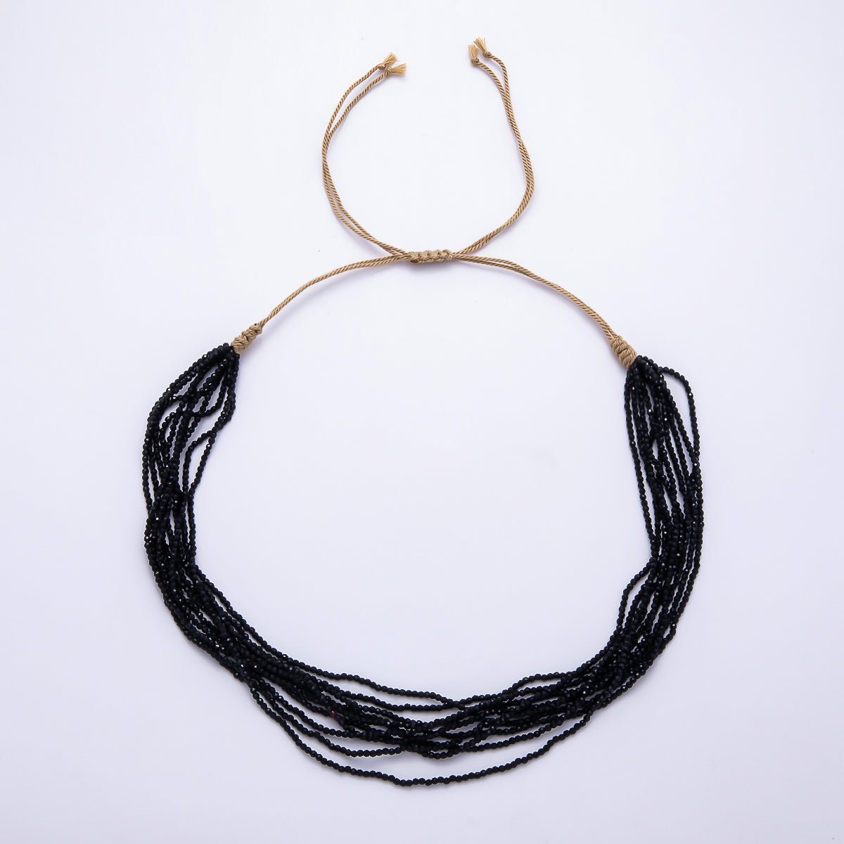 2mm Multi Layer Multifaceted Crystal Gemstone Chain 14 Inch Bolo Adjustable Necklace | WA-02563 - DLUXCA