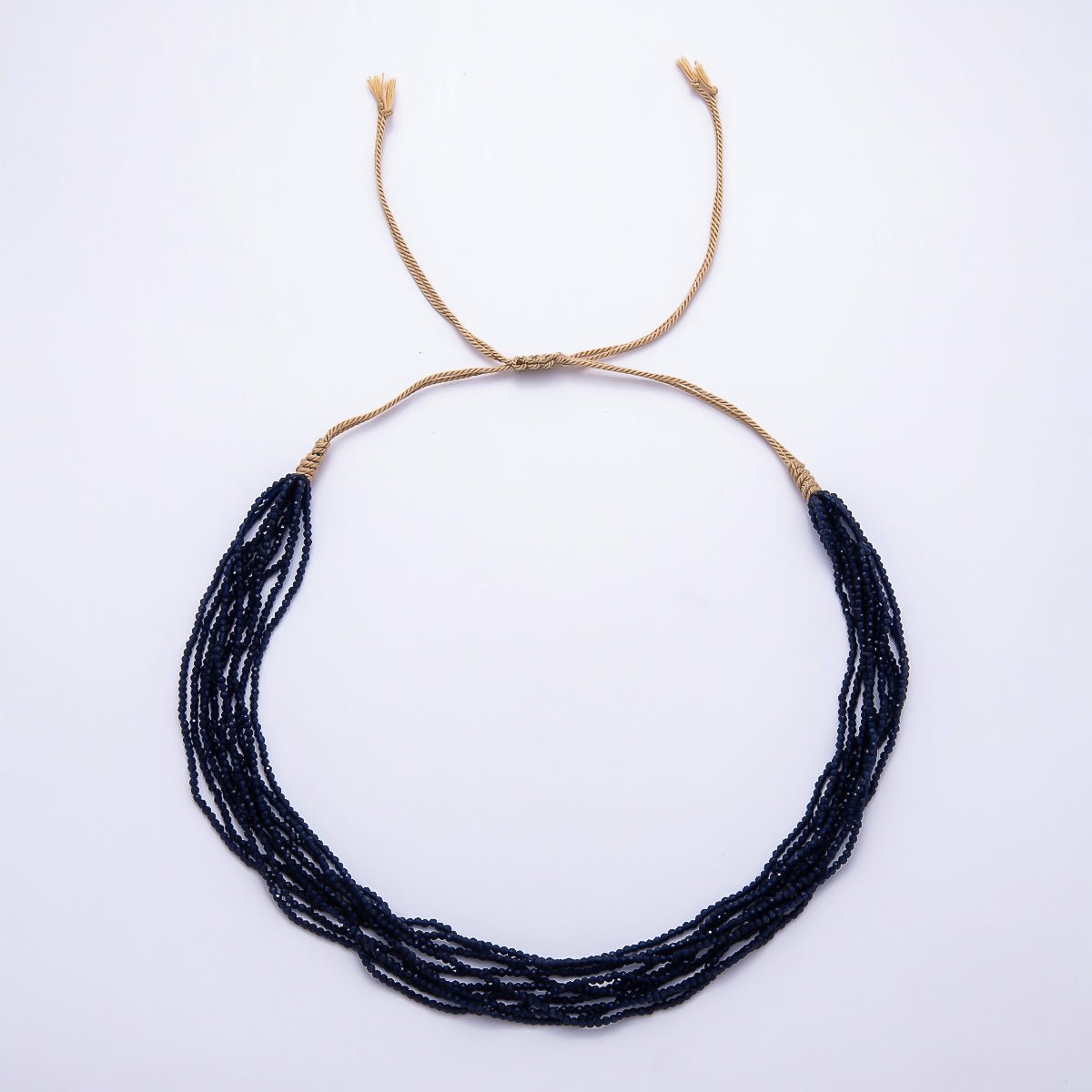 2mm Multi Layer Multifaceted Crystal Gemstone Chain 14 Inch Bolo Adjustable Necklace | WA-02563 - DLUXCA