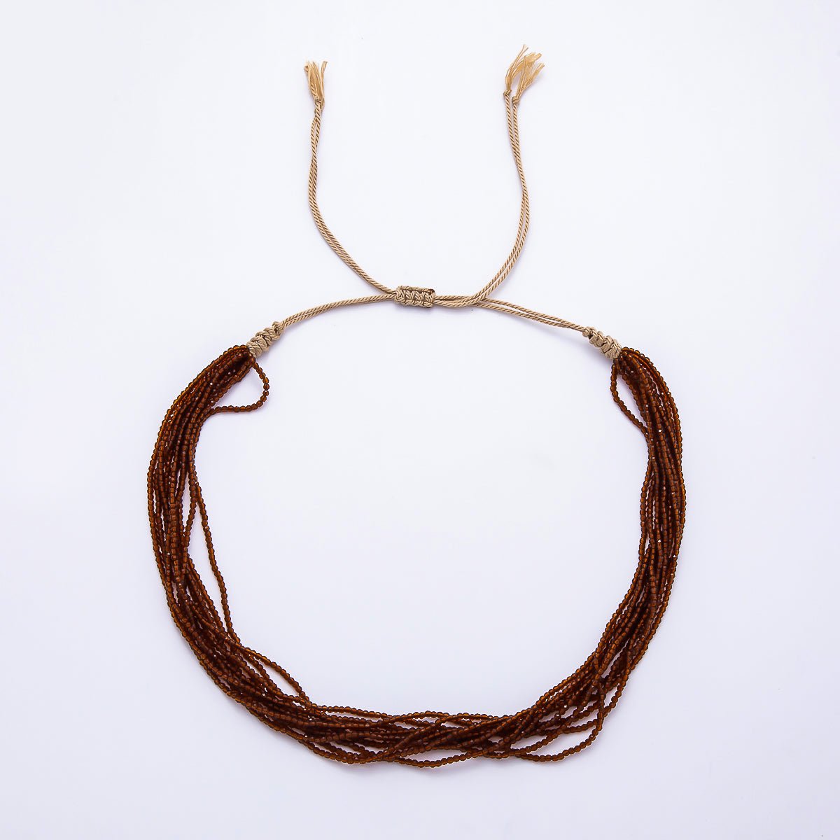 2mm Multi Layer Multifaceted Crystal Gemstone Chain 14 Inch Bolo Adjustable Necklace | WA-02563 - DLUXCA