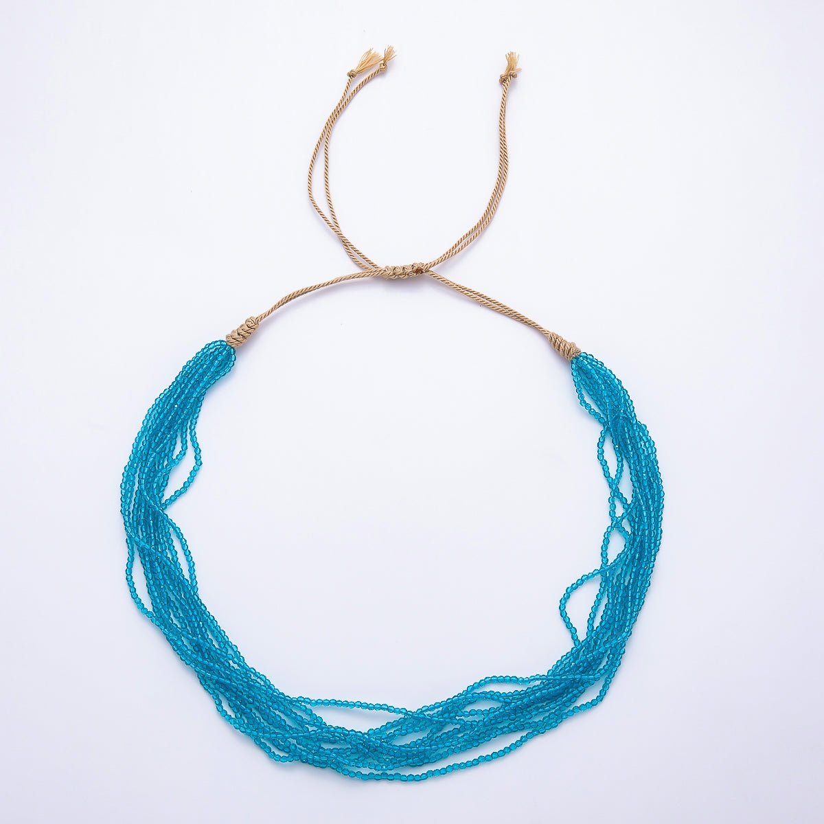 2mm Multi Layer Multifaceted Crystal Gemstone Chain 14 Inch Bolo Adjustable Necklace | WA-02563 - DLUXCA