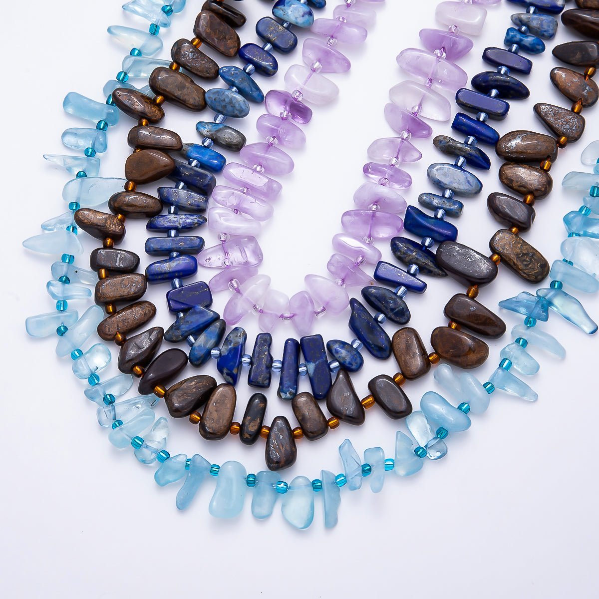3mm Amethyst, Lapis Lazuli, Amethyst, Jasper Pebble Stick Natural Gemstone Strand Finding | WA-00240 ~ WA-00245 - DLUXCA