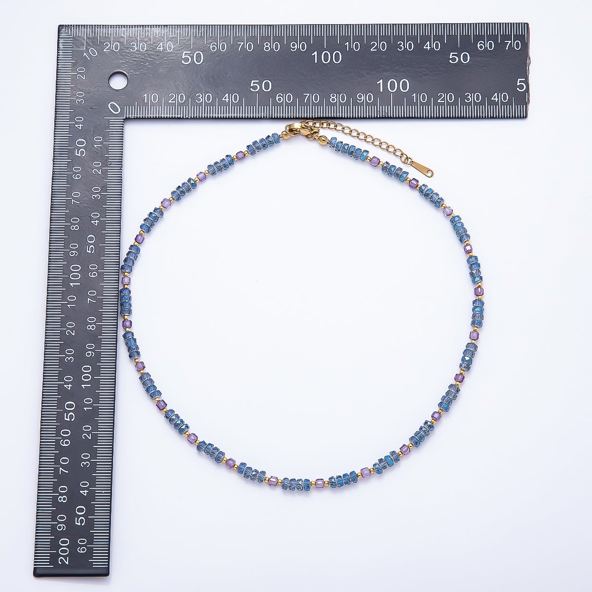 3mm Blue, Pink, Clear AB, Peach, White, Green Tube Rondelle Multifaceted Crystal Gemstone Chain 16 Inch Necklace | WA-00898 ~ WA-01015 - DLUXCA