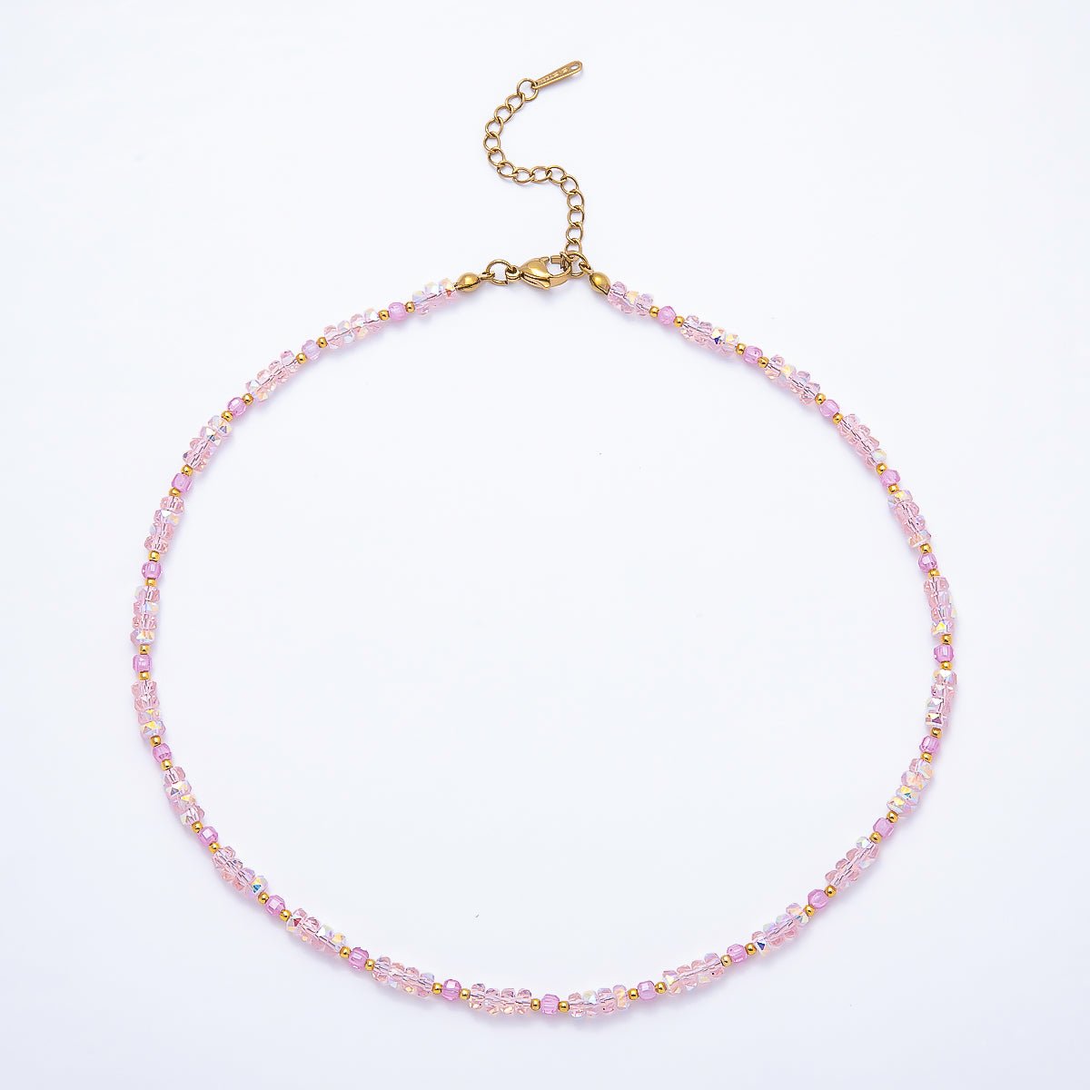 3mm Blue, Pink, Clear AB, Peach, White, Green Tube Rondelle Multifaceted Crystal Gemstone Chain 16 Inch Necklace | WA-00898 ~ WA-01015 - DLUXCA