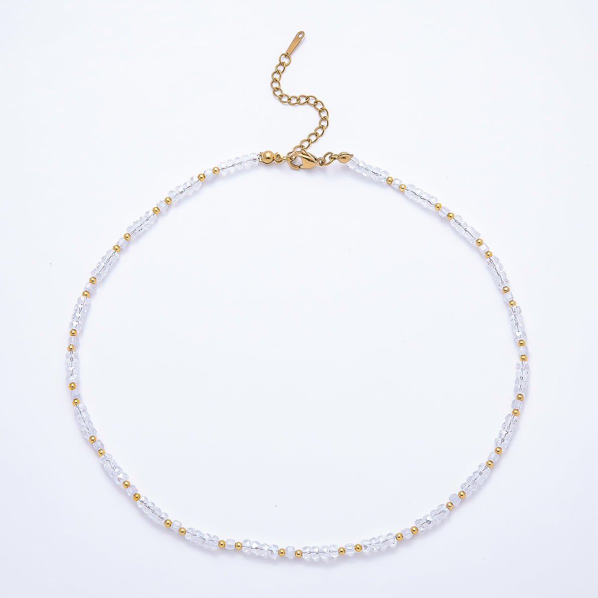 3mm Blue, Pink, Clear AB, Peach, White, Green Tube Rondelle Multifaceted Crystal Gemstone Chain 16 Inch Necklace | WA-00898 ~ WA-01015 - DLUXCA