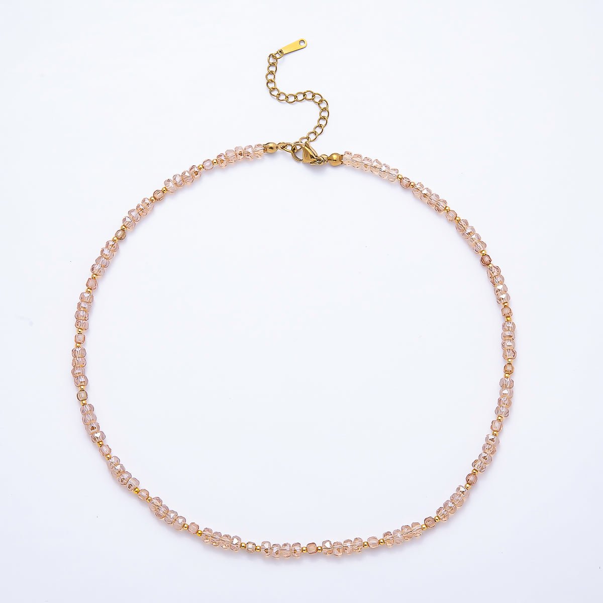 3mm Blue, Pink, Clear AB, Peach, White, Green Tube Rondelle Multifaceted Crystal Gemstone Chain 16 Inch Necklace | WA-00898 ~ WA-01015 - DLUXCA