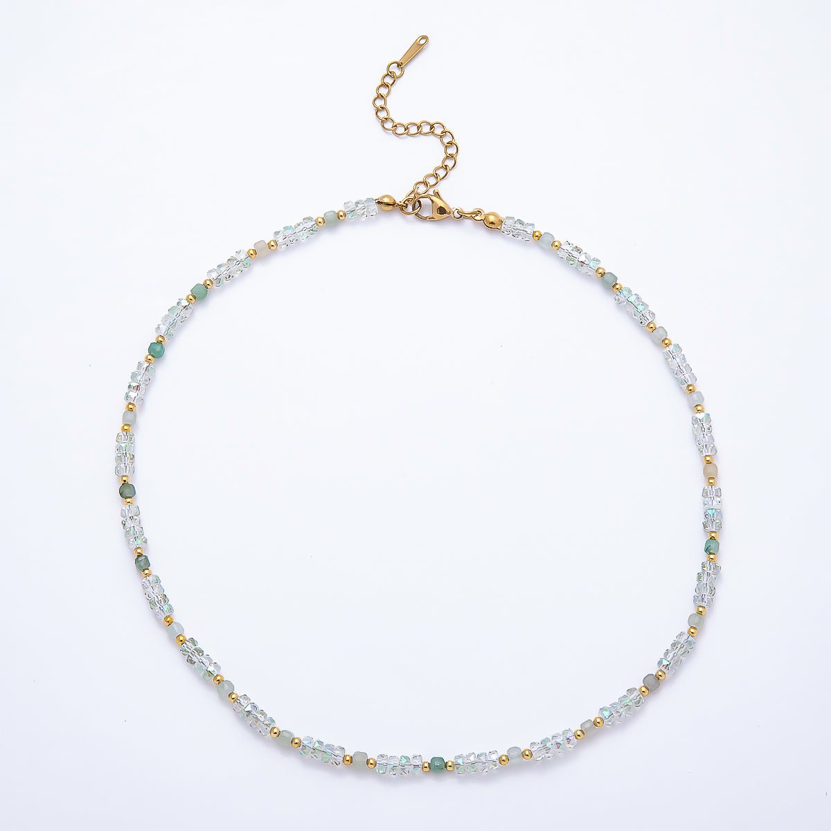 3mm Blue, Pink, Clear AB, Peach, White, Green Tube Rondelle Multifaceted Crystal Gemstone Chain 16 Inch Necklace | WA-00898 ~ WA-01015 - DLUXCA