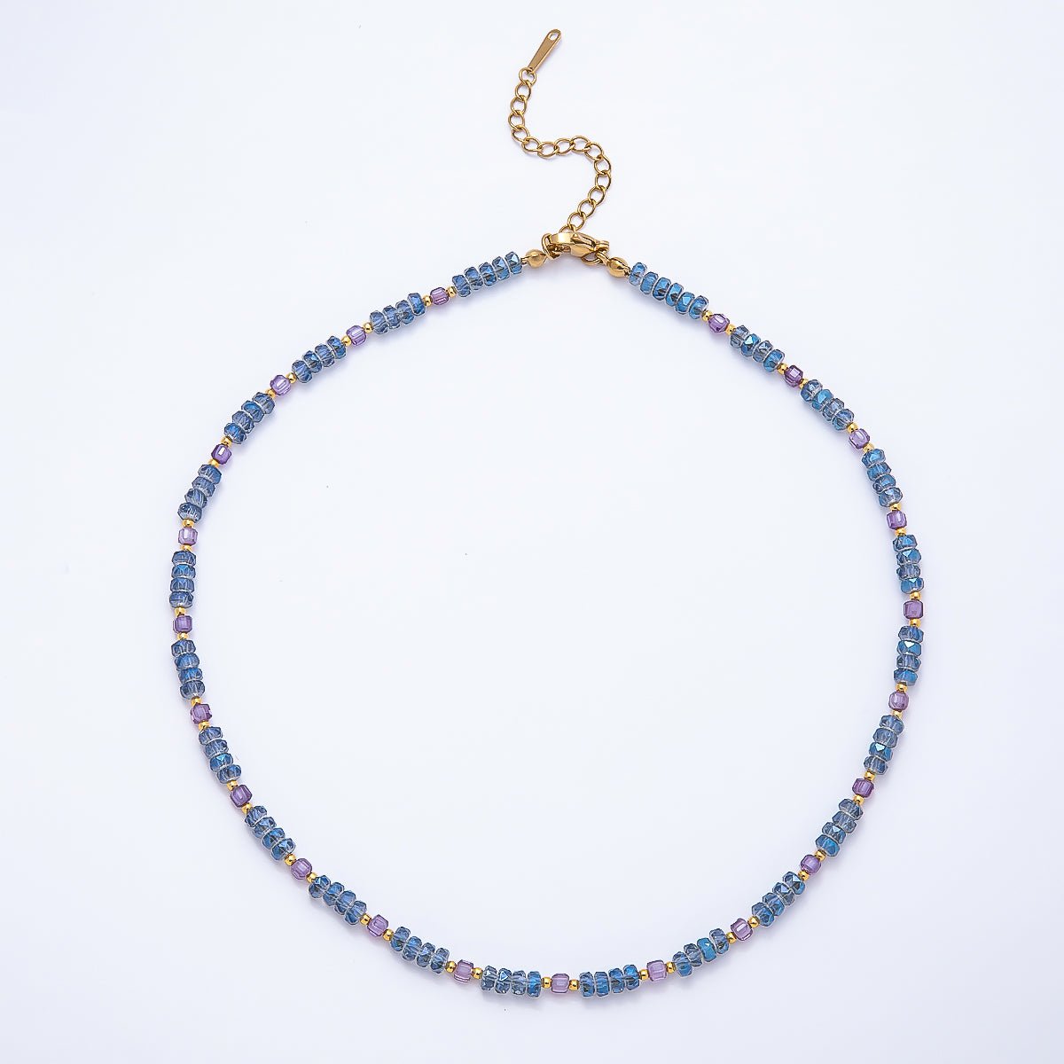 3mm Blue, Pink, Clear AB, Peach, White, Green Tube Rondelle Multifaceted Crystal Gemstone Chain 16 Inch Necklace | WA-00898 ~ WA-01015 - DLUXCA
