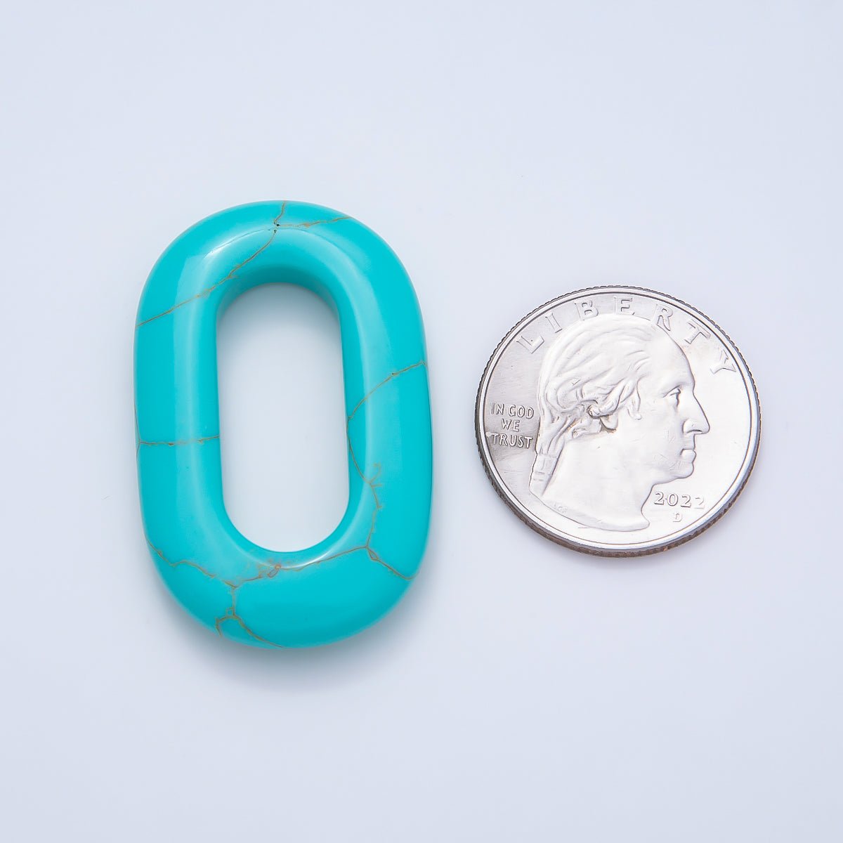 40mm Turquoise Gemstone Open Oblong Oval Charm Link Jewelry Findings | Findings-00417 - DLUXCA