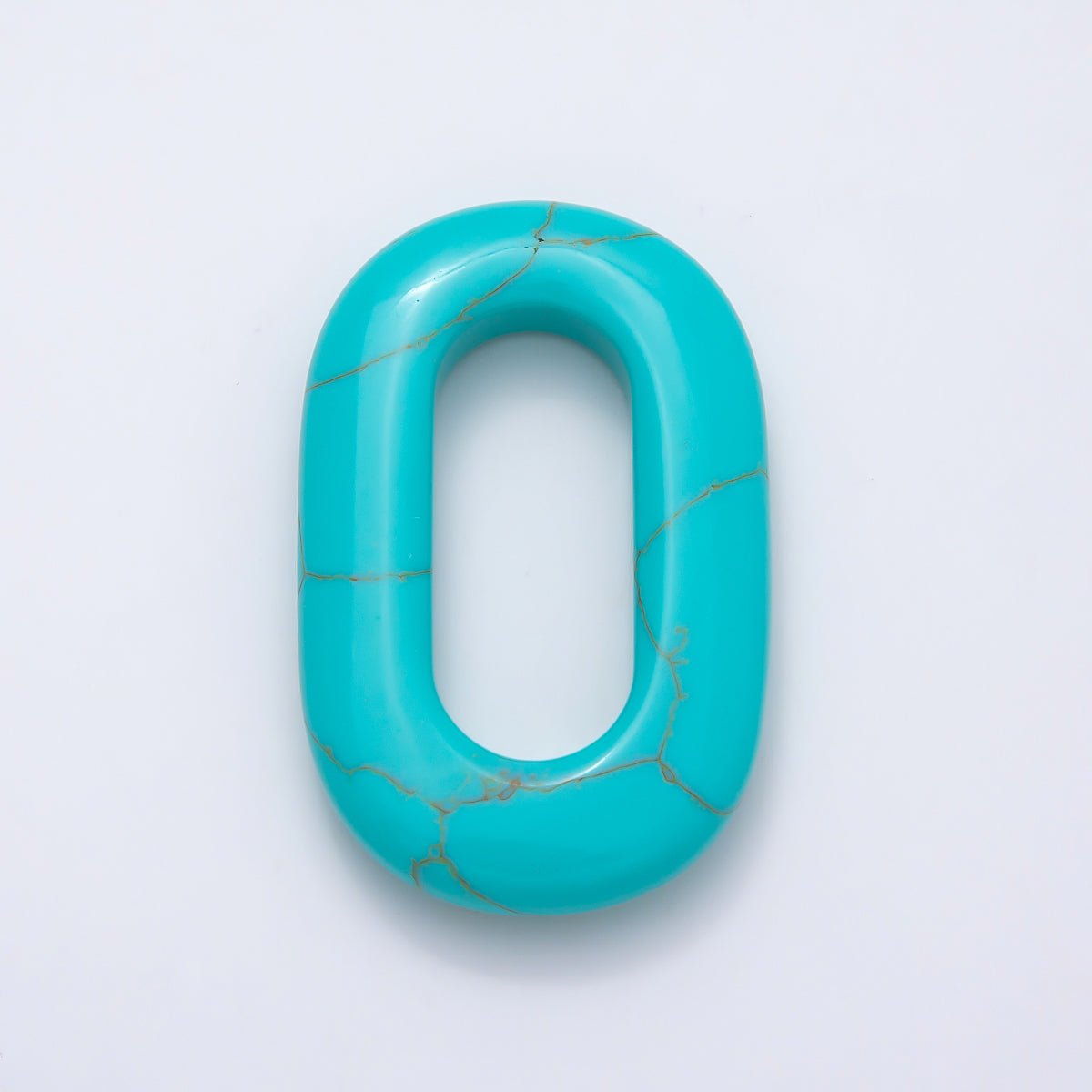 40mm Turquoise Gemstone Open Oblong Oval Charm Link Jewelry Findings | Findings-00417 - DLUXCA