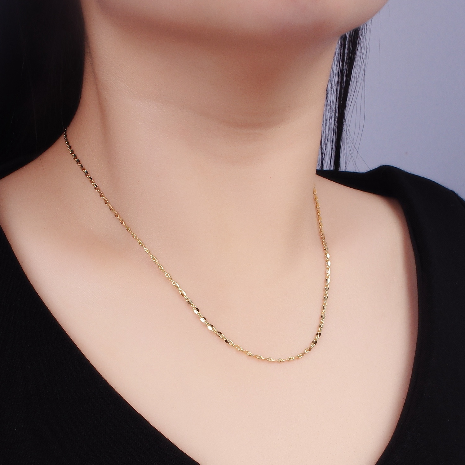 14K Gold Filled Dainty Mariner Mirror Link Chain 20 Inch Necklace | WA-A3585