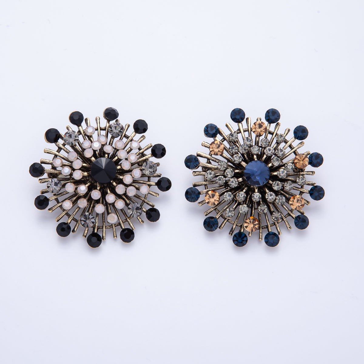 45mm Blue, Black Vintage Antique Sunburst Celestial Brooch Pin | BH025 BH026 - DLUXCA