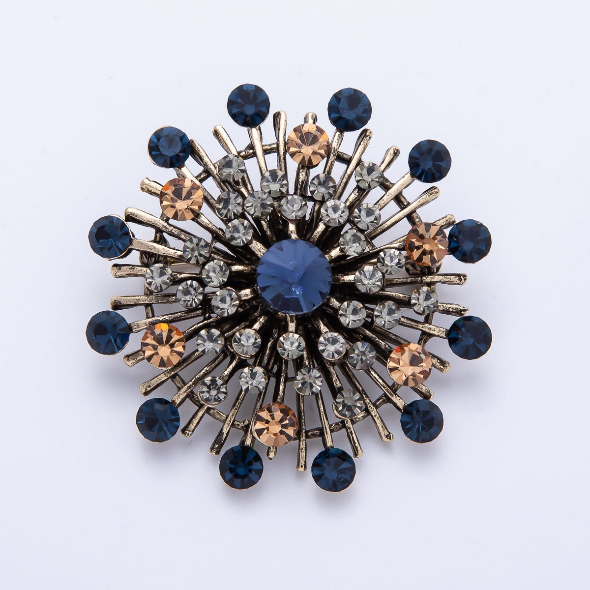 45mm Blue, Black Vintage Antique Sunburst Celestial Brooch Pin | BH025 BH026 - DLUXCA