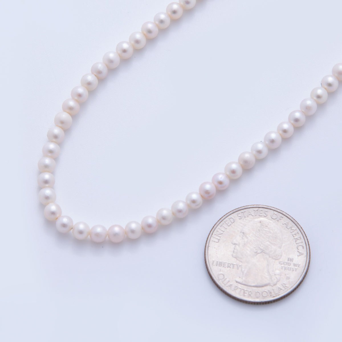 4.8mm White Round Genuine Shell Pearl Beads Strands | WA - 3443 - DLUXCA