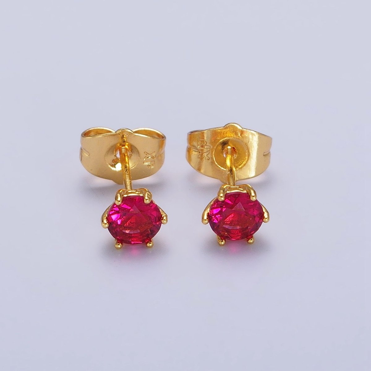 4mm, 6mm, 7mm, 8mm Clear Round CZ Gold Stud Minimalist Earrings | AB106 AB089 - AB091 - DLUXCA