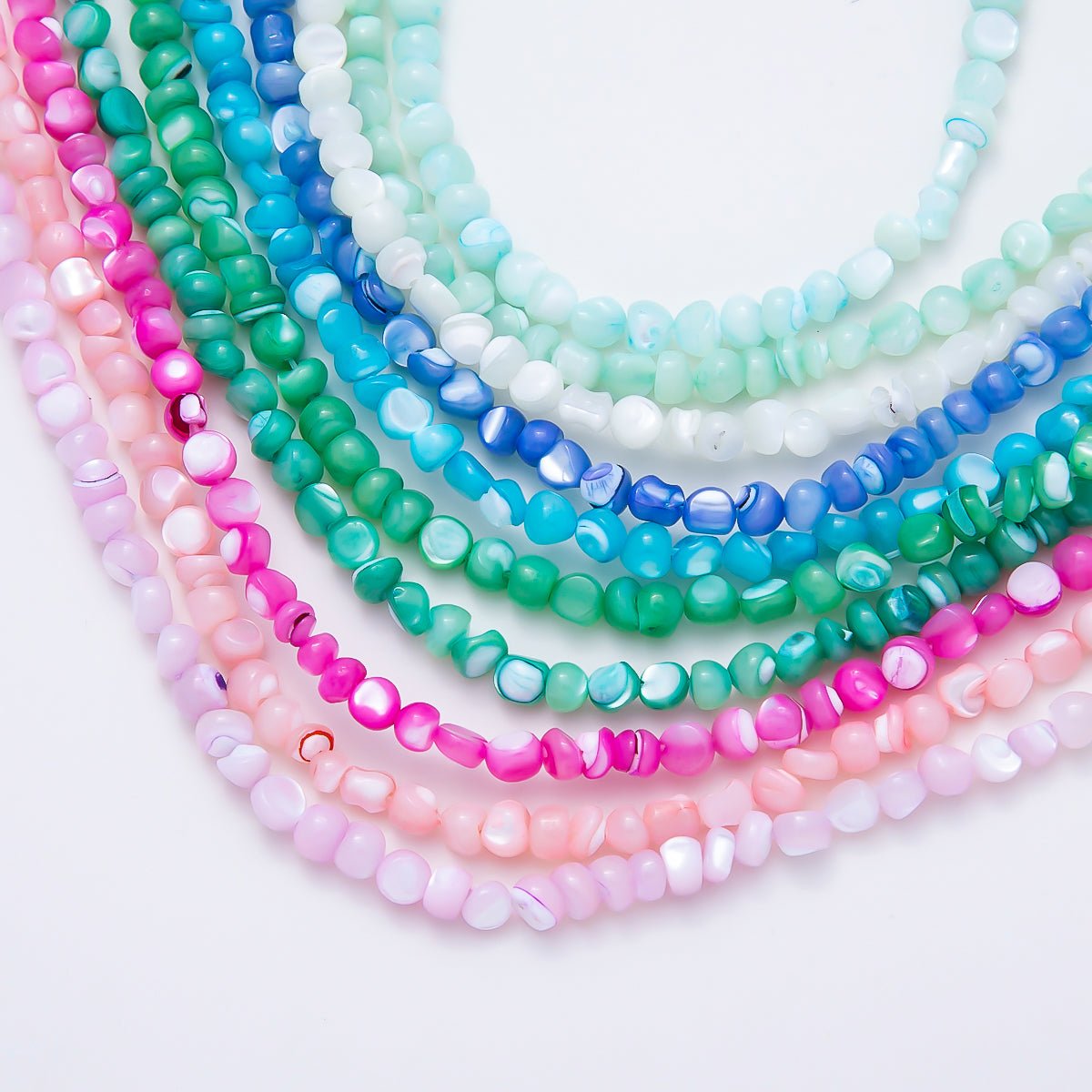4mm Irregular Nugget Pebble Dyed Shell Pearl Gemstone Bead Strands Finding | WA-02190 ~ WA-02279 - DLUXCA