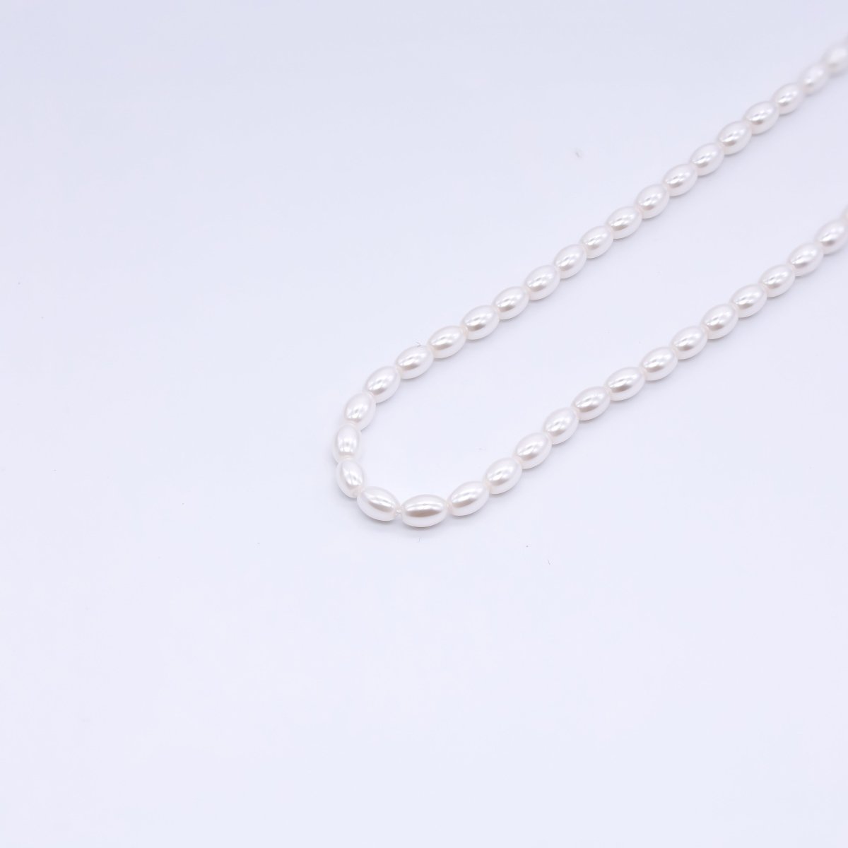 4mm White Oval Shell Pearl Strand Finding | WA - 3170 - DLUXCA