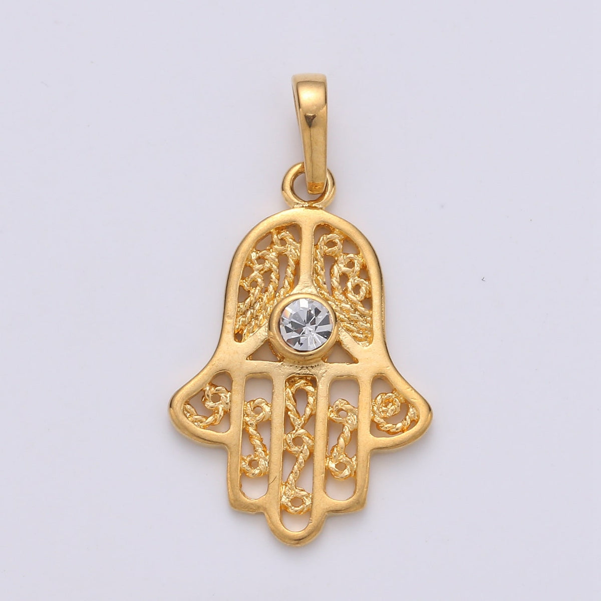 Gold Filled Hamsa Hand Pendant Hand of Fatimah Charm J-071