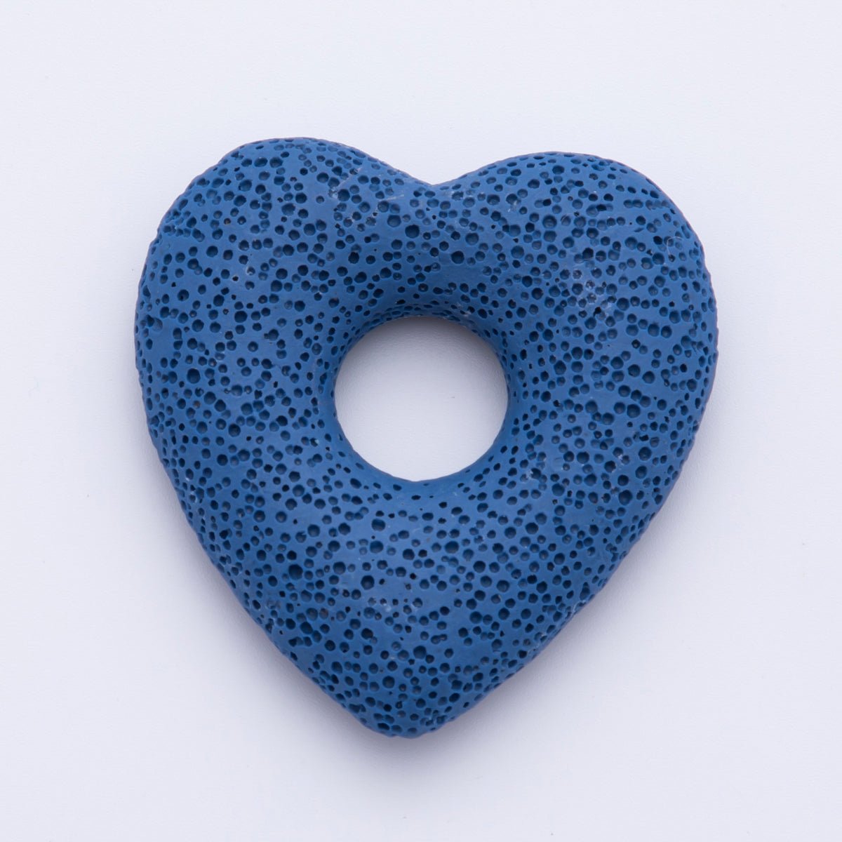 53mm Black, Blue, Green Textured Lava Stone Heart Lovely Finding | Z1470 ~ Z1473 - DLUXCA