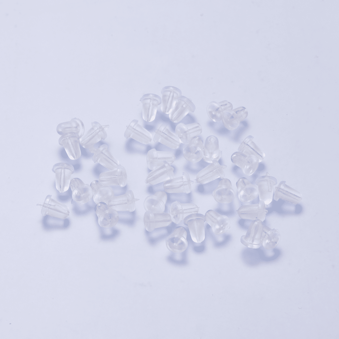5.6mm x 4.2mm Clear Soft Silicone Rubber Earring Post Backings Set | Findings-00210 - DLUXCA