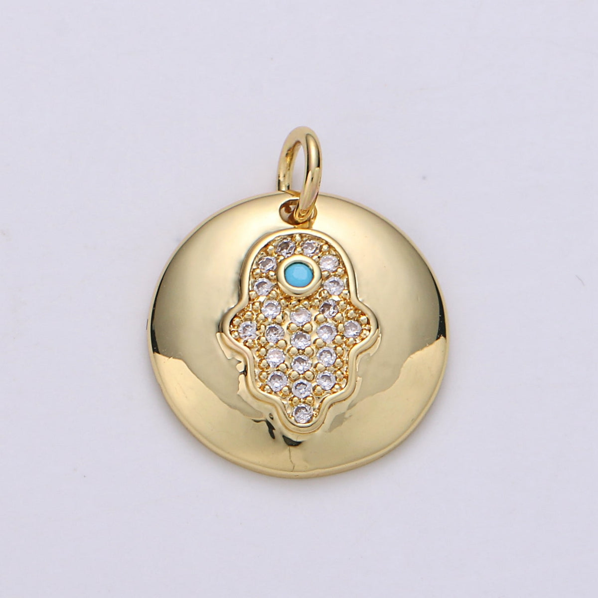 14k Gold Filled Micro Pave CZ Hamsa Pendant Charm, Universe Protective Micro Pave CZ Pendant Charm, Dainty Torquoise Jewelry D-678