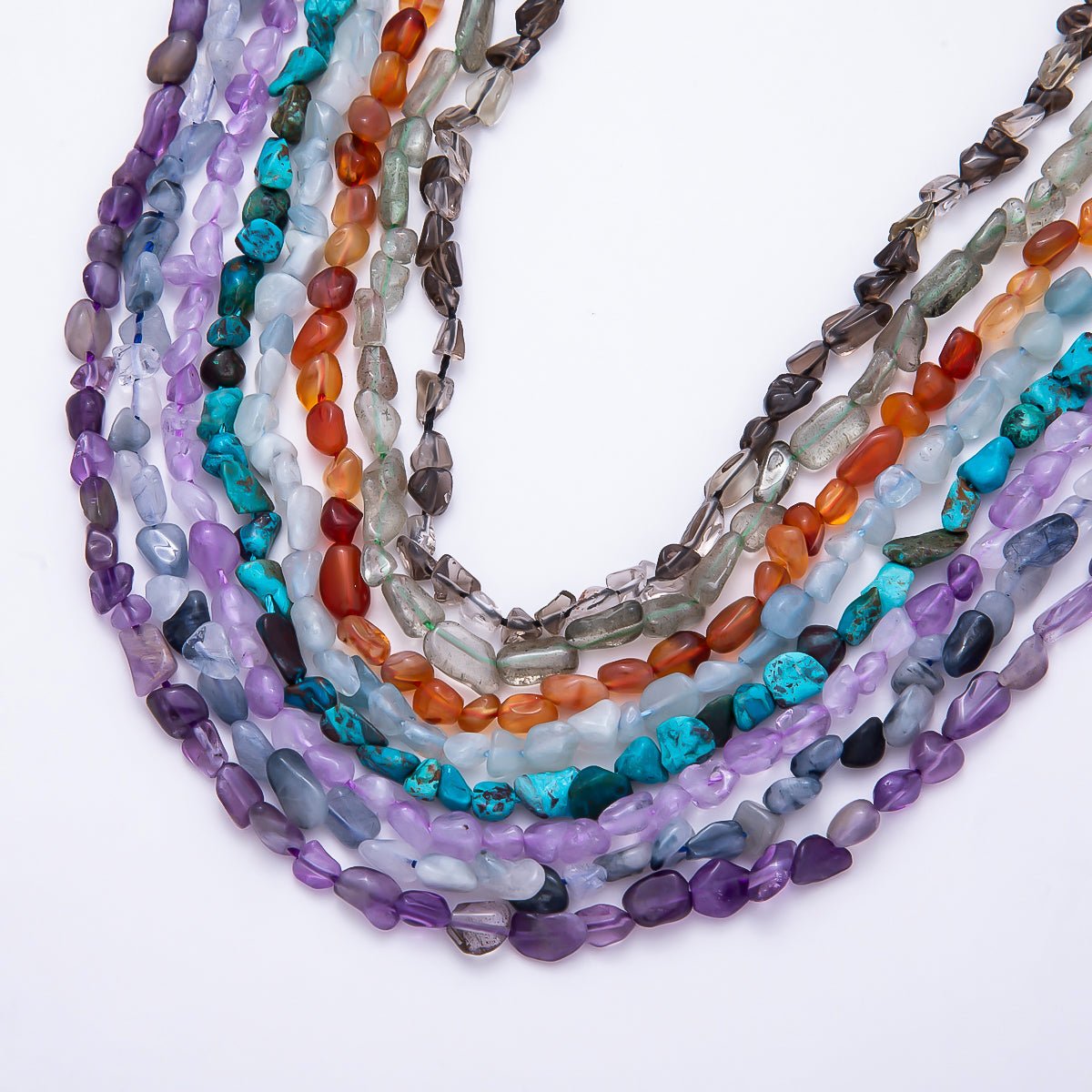 5mm Natural Gemstone Pebble Natural Geometric Gemstone Strand Finding | WA-00246 ~ WA-00264 - DLUXCA