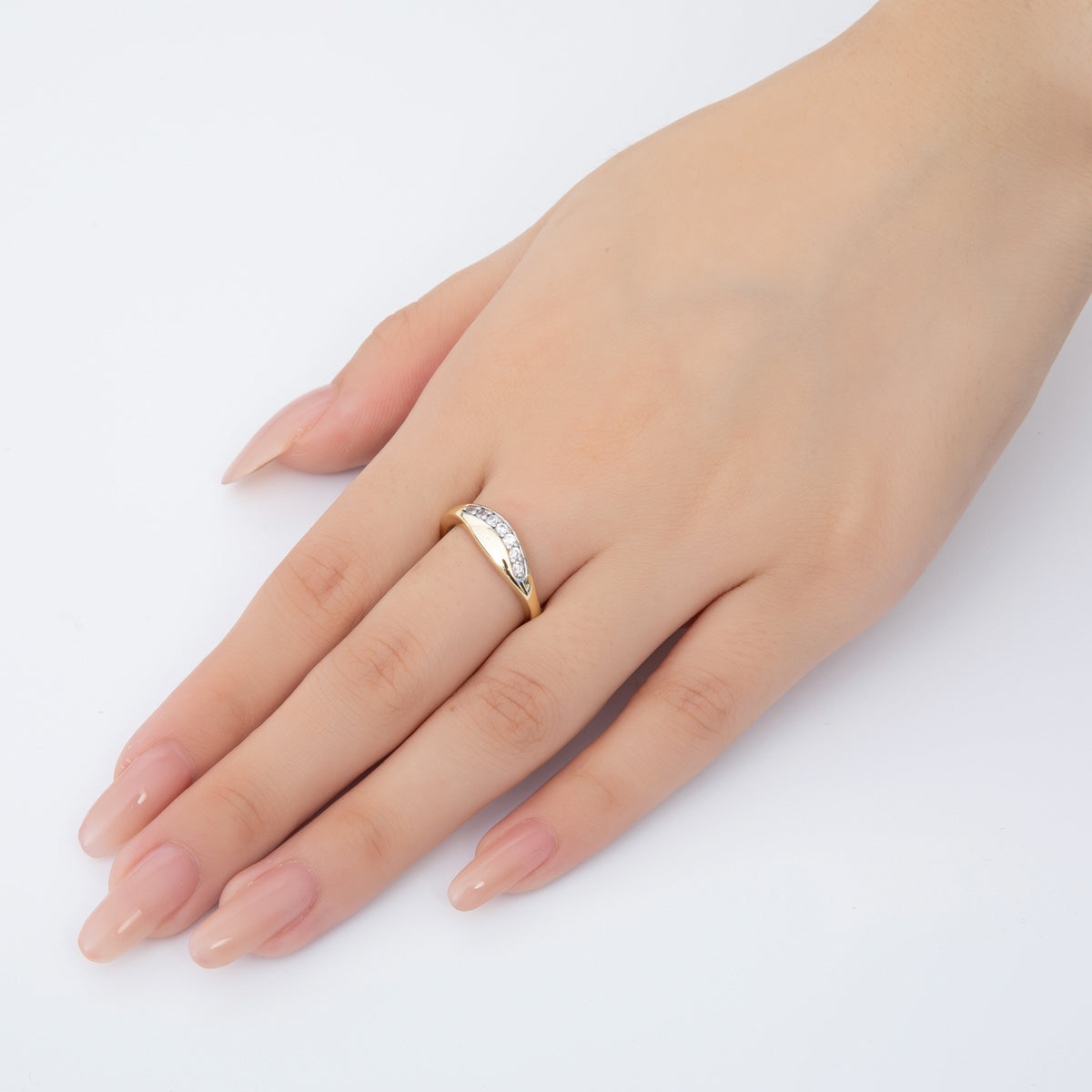 Two Toned Gold Filled Micro Paved CZ Gradient Starlight Path Ring | O143