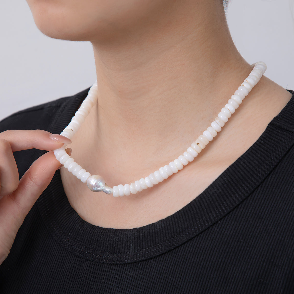 16K Gold Filled Freshwater Pearl White Quartz Rhondelle Gemstone 17 Inch Handmade Necklace | WA-1228