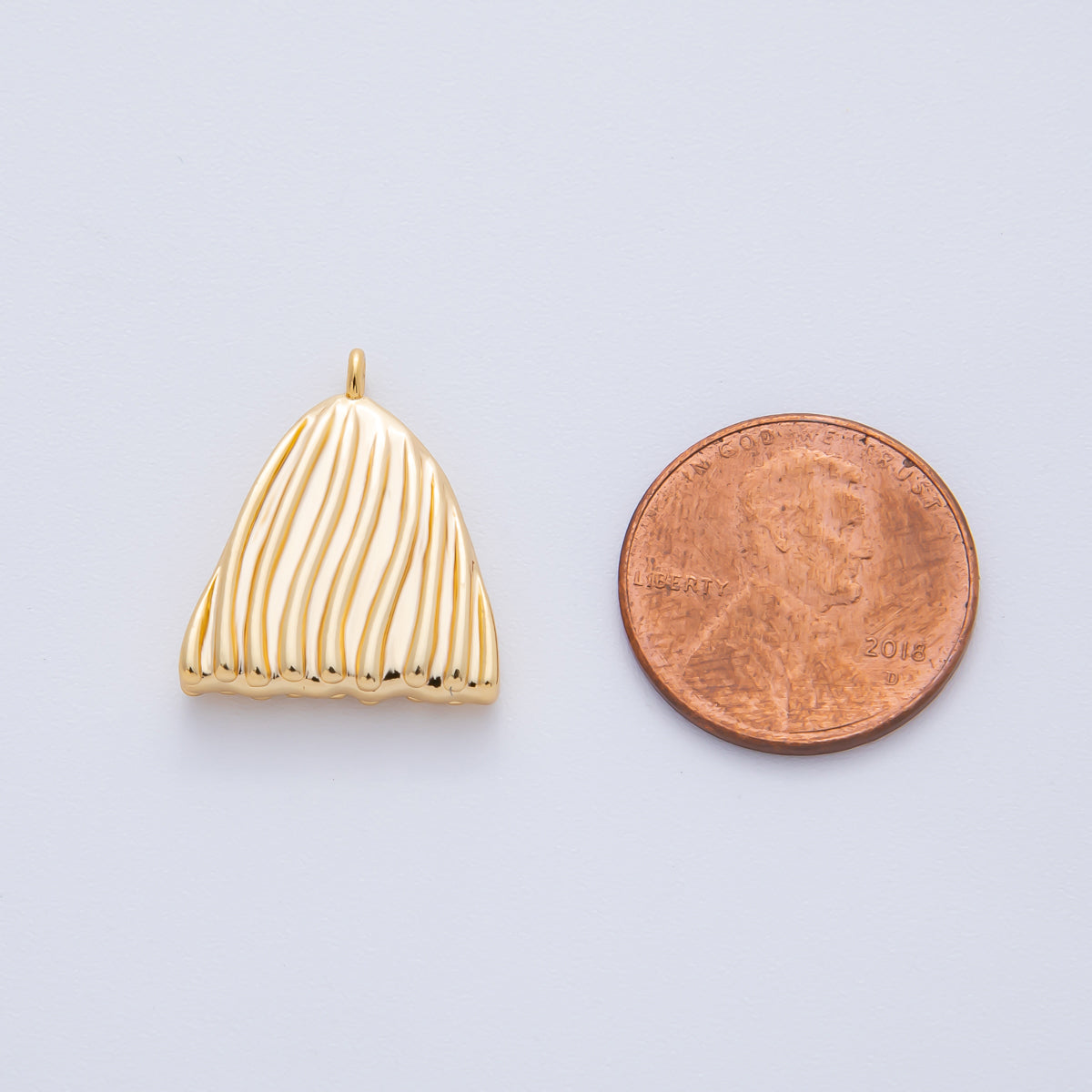 18K Gold Filled 20mm Geometric Lined Triangle Charm | AF1383