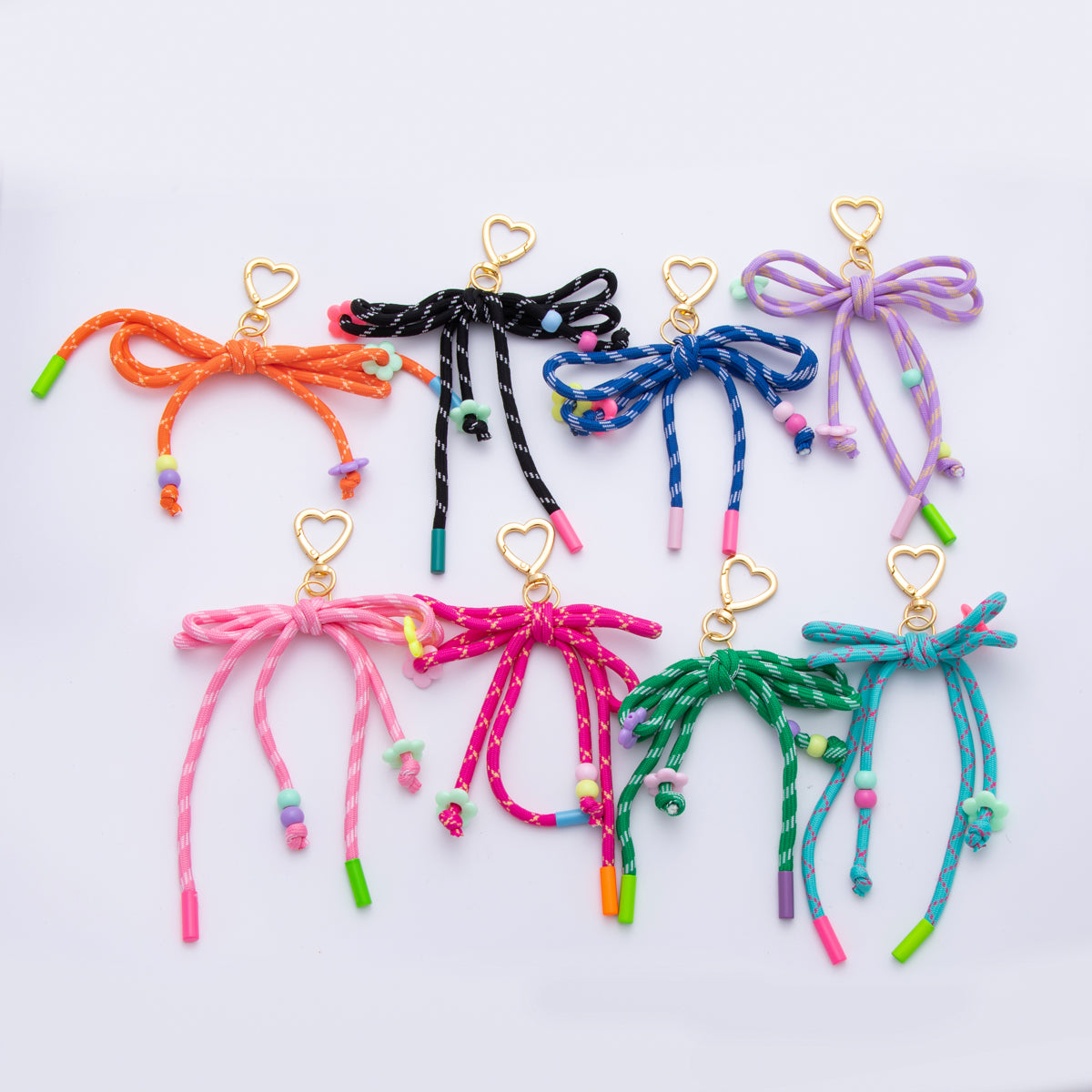 Summer Colorful Big Cord Bag Charm Ribbon Bag Accessory Keychain WB-0027