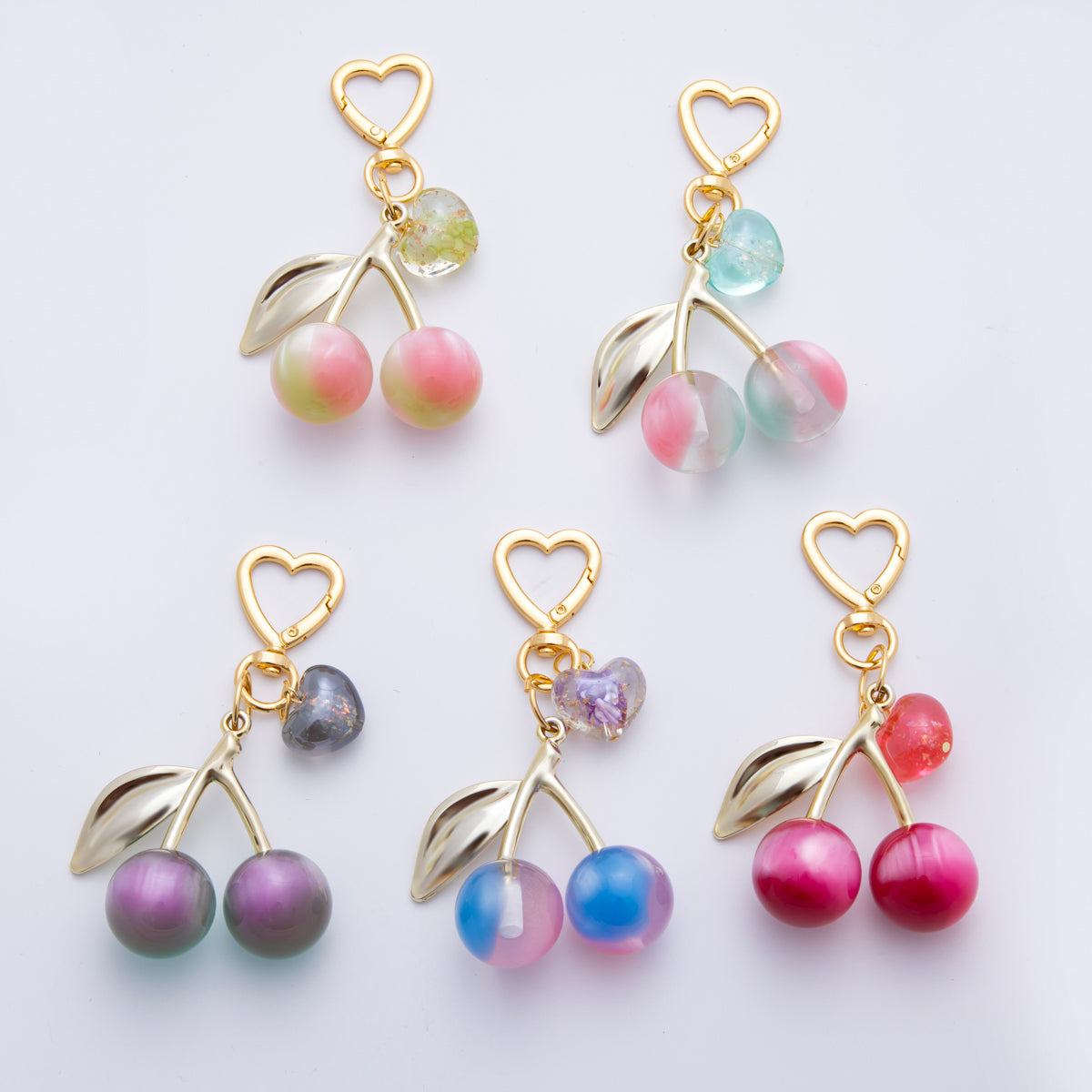 Chery bag charm Handmade cherry keychain, colorful handbag accessory WB-00007