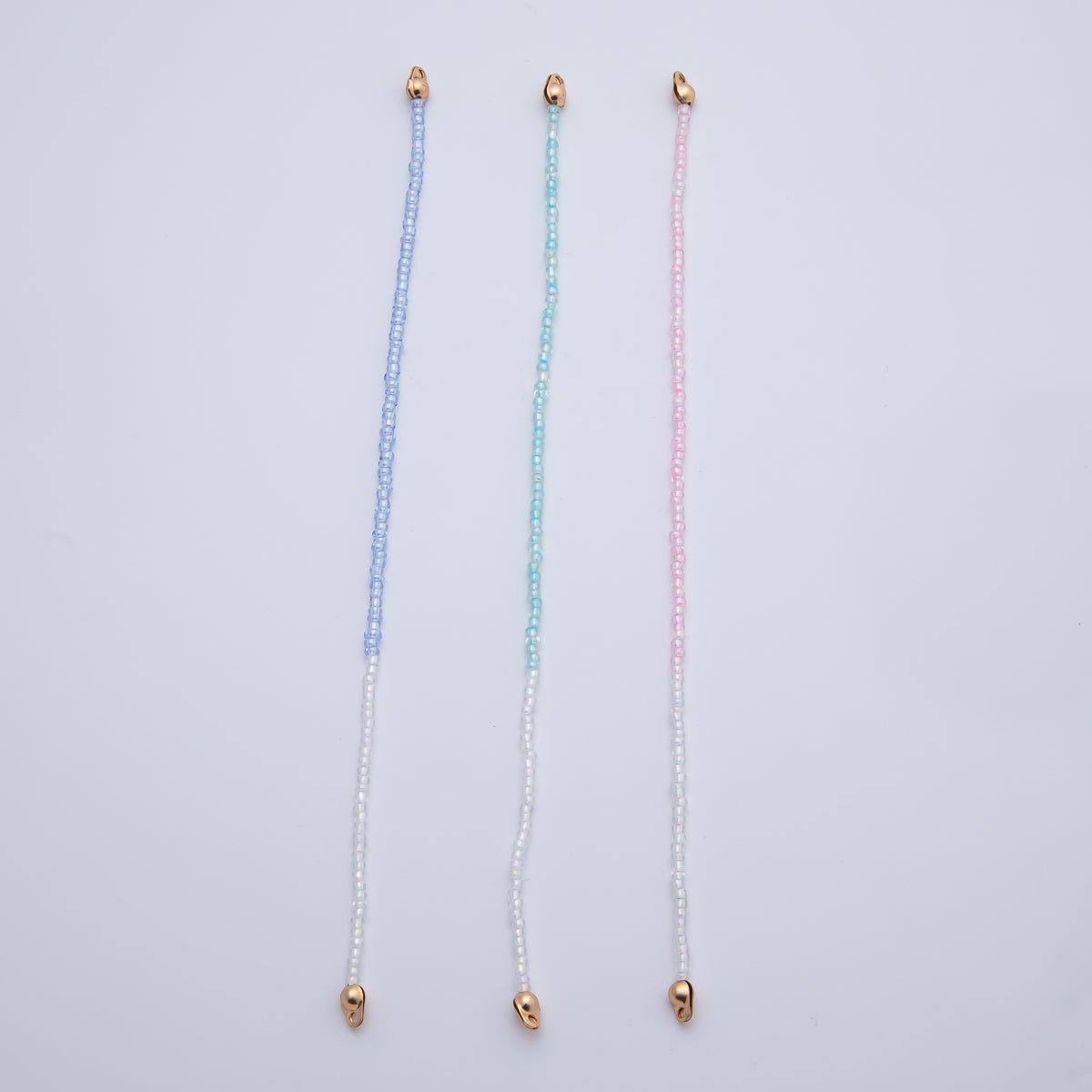 18K Gold Filled 4mm AB Pink, Blue, Teal White Gemstone Crimp Handmade Finding | Z1401 ~ Z1403