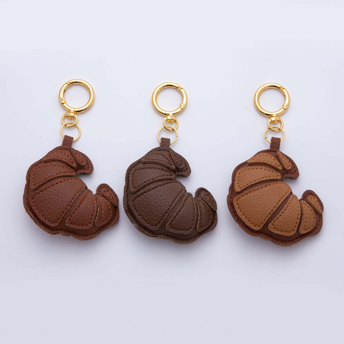 Croissant Leather Bag Charm French Foodie Keychain Leather Bag Accessory Purse Charm WB-00098