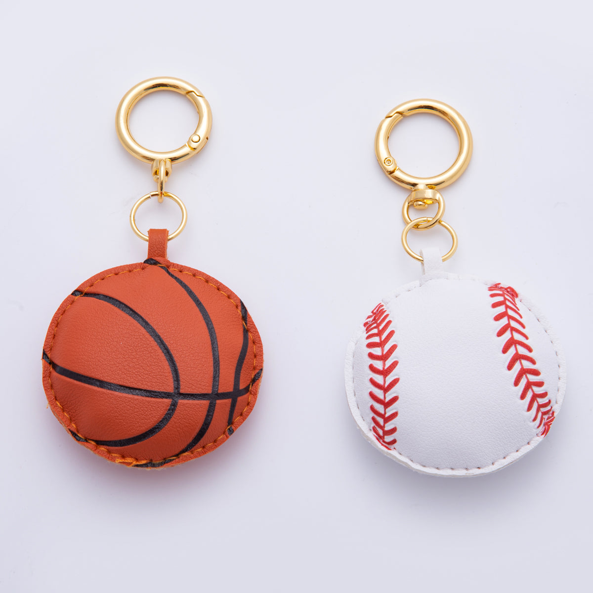 Leather Ball Sport Keychain Handmade Bag Charm Cute Leather Basketball Baseball Varsity Purse Accessory WB-00096