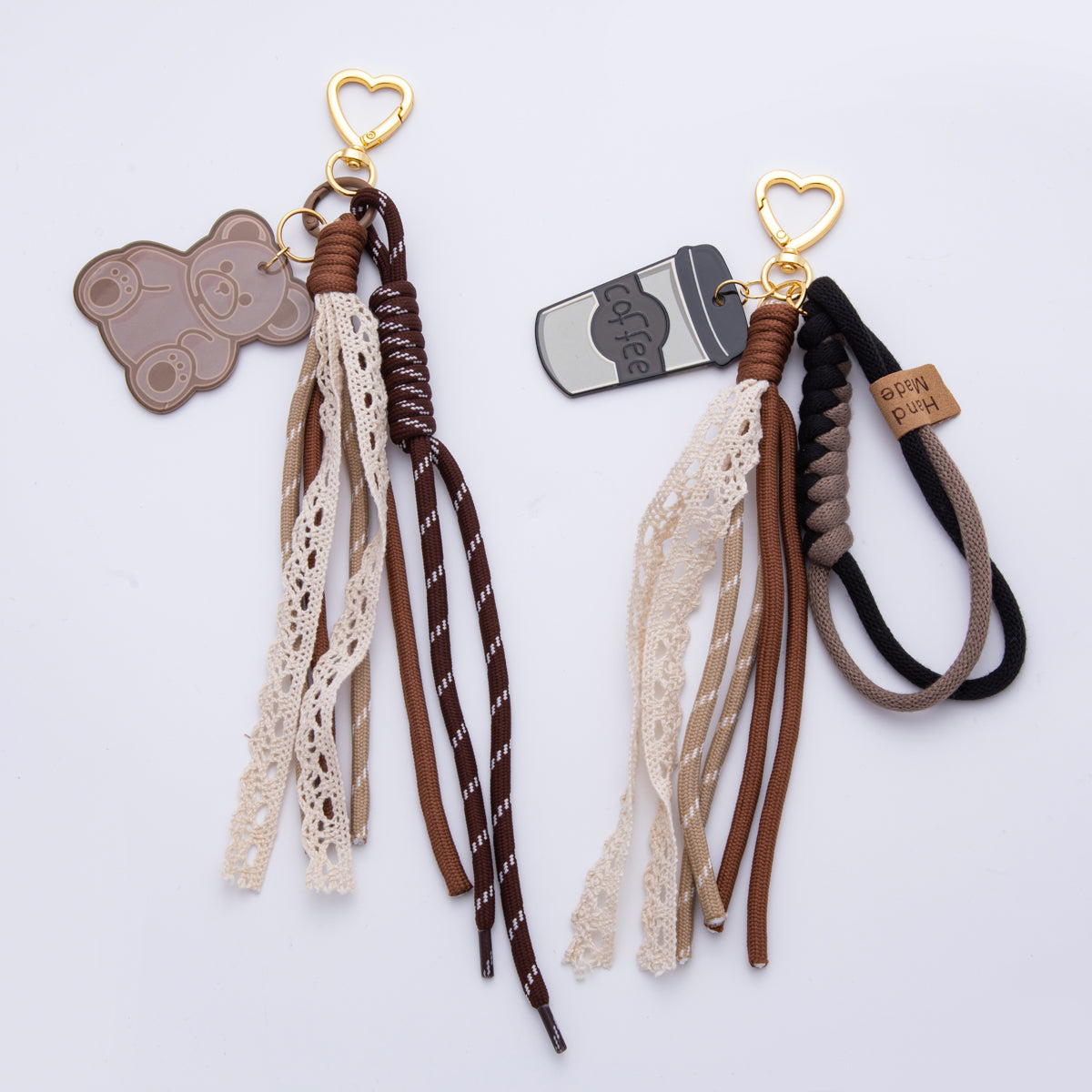 Handmade Brown Bear Cup Coffee Keychain Purse Bag Backpack Charm Accessory WB-00087