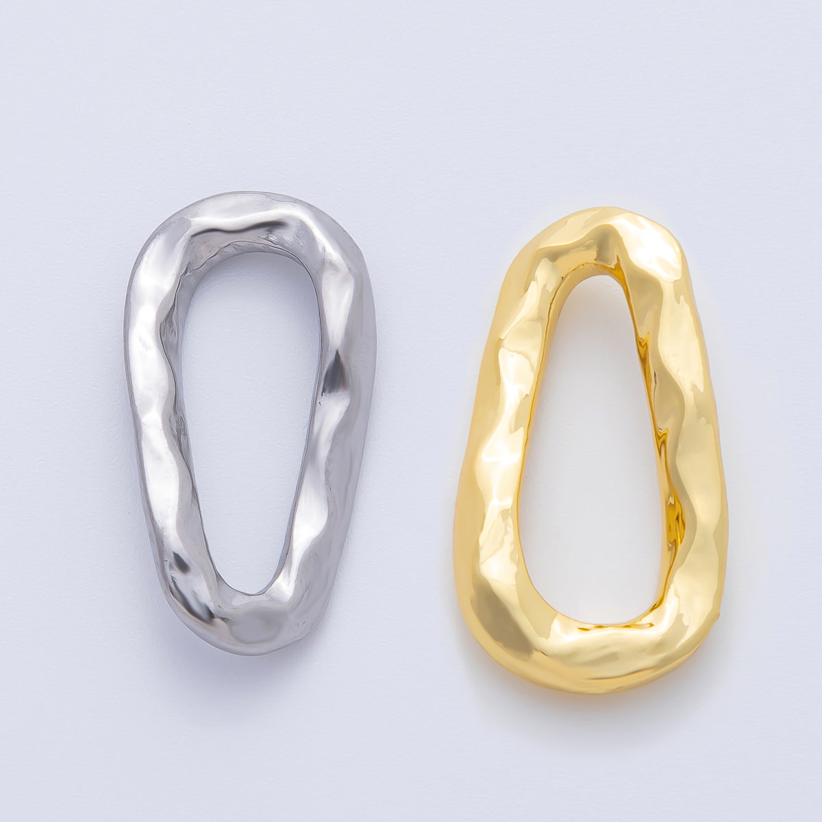 18K Gold Plated 26mm Geometrical Hammered Teardrop Finding in Gold & Silver | Z1431