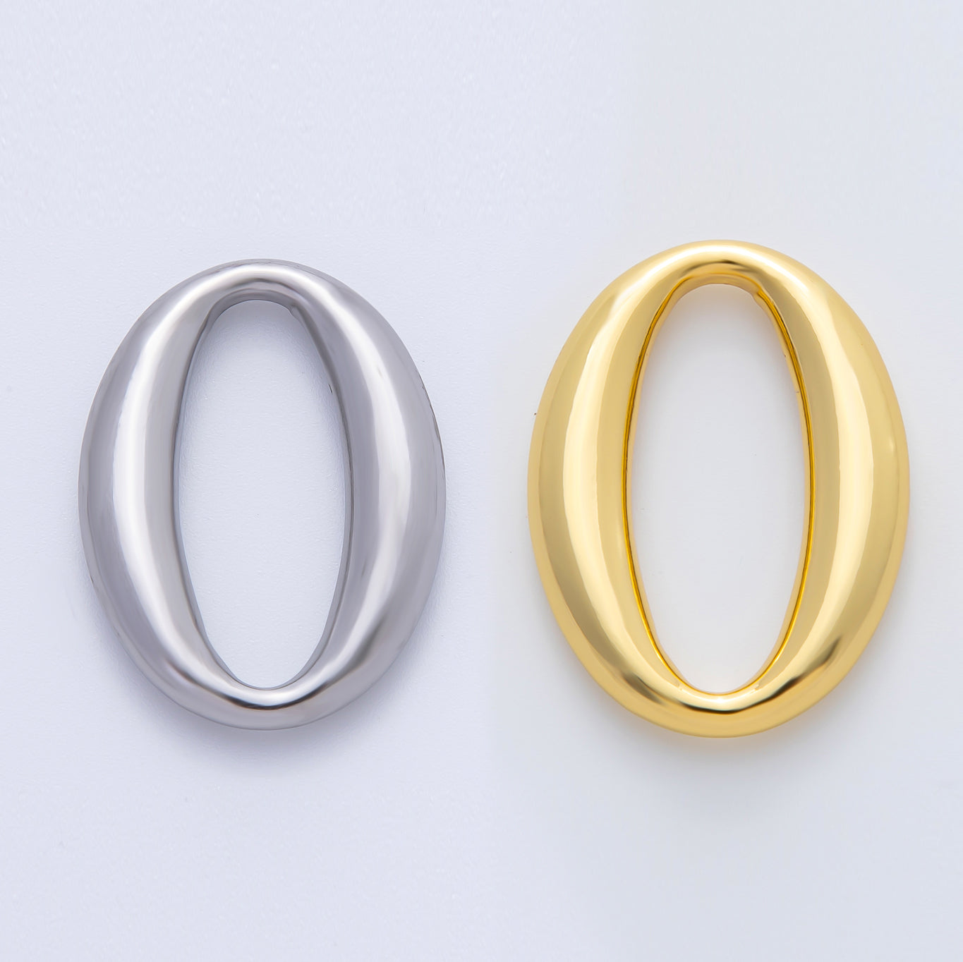 18K Gold Plated 32mm "0" Zero Number Oval Finding in Gold & Silver | Z1438