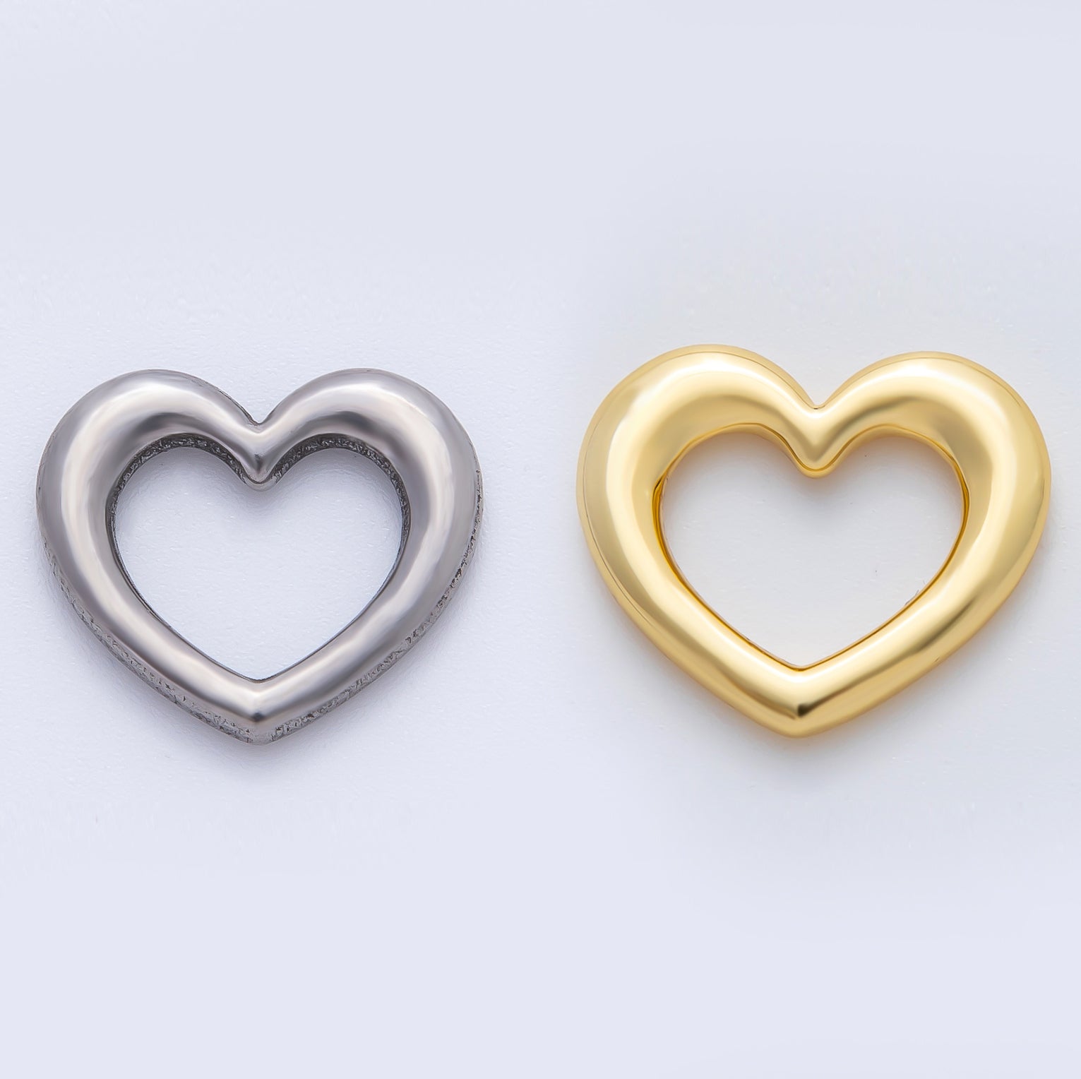 18K Gold Plated 16mm Dainty Heart Lovely Finding in Gold & Silver | Z1432