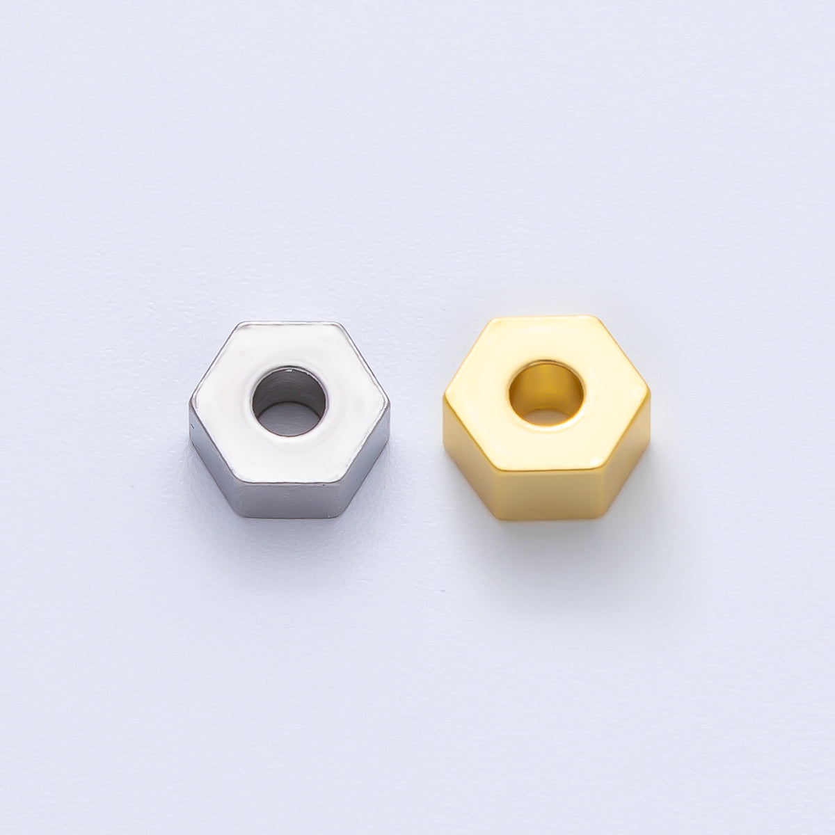 18K Gold Filled Alloy 6mm Tiny Hexagon Spacer Bead in Gold & Silver | B113
